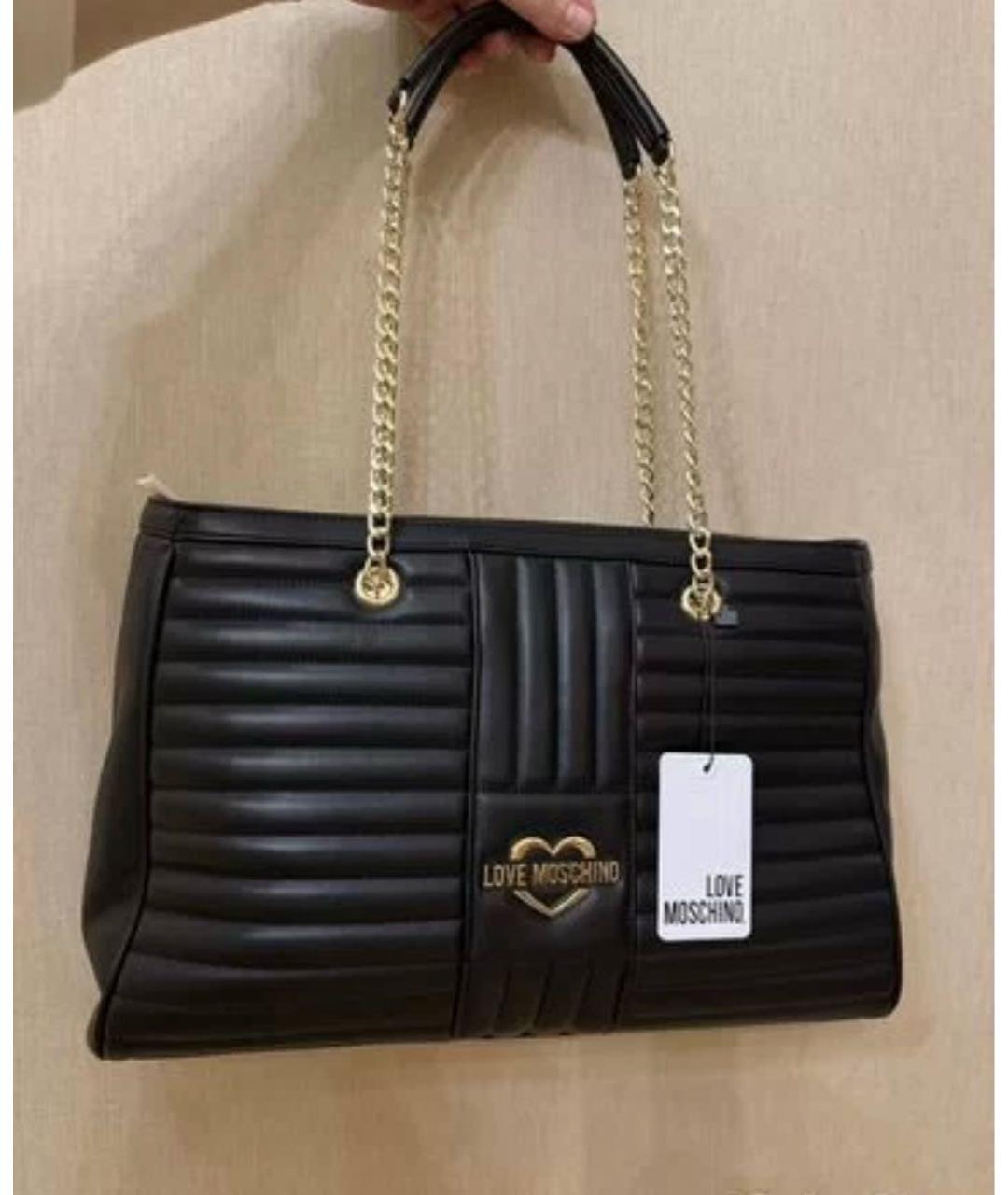 LOVE MOSCHINO Черная сумка тоут из искусственной кожи, фото 9