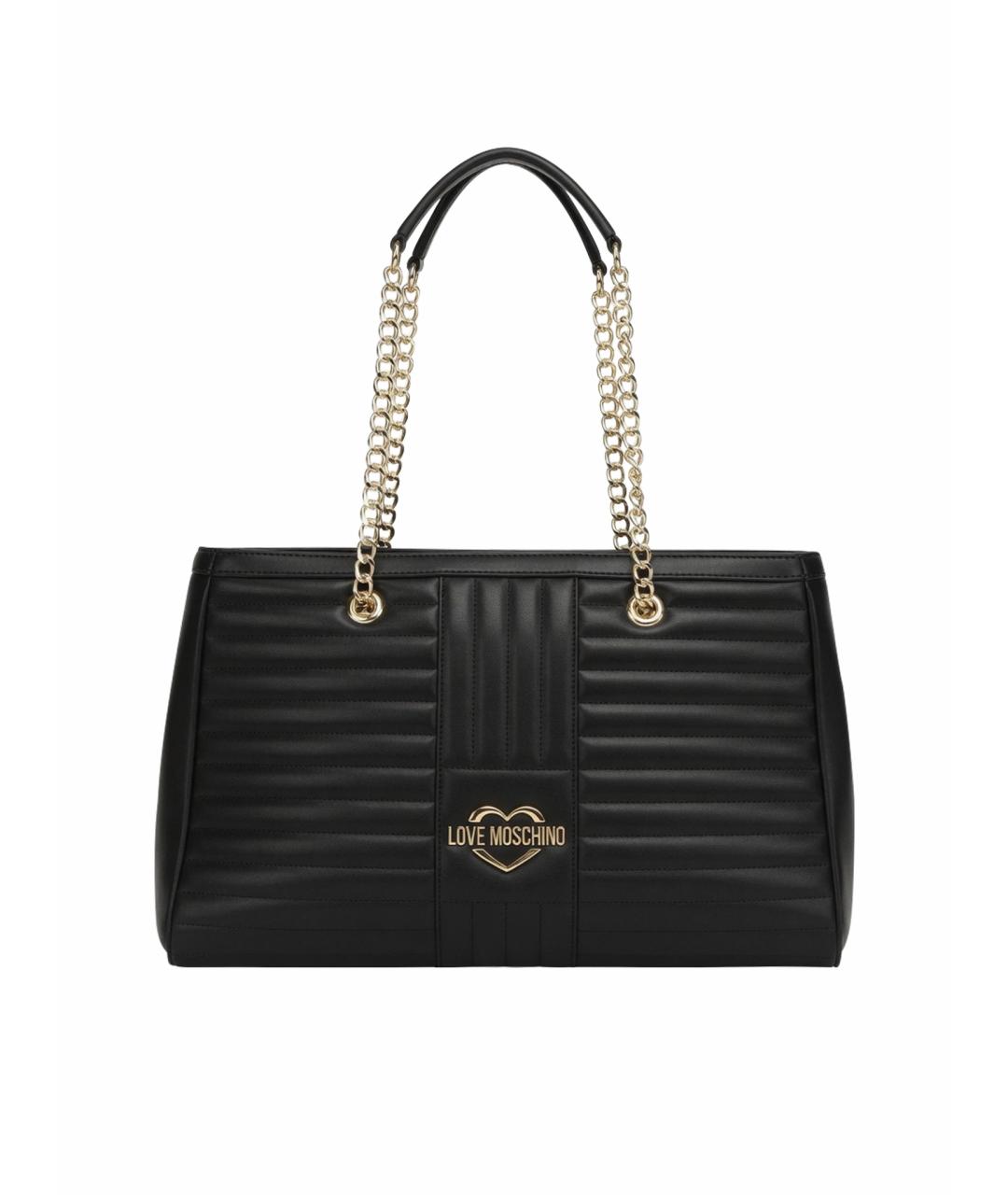 LOVE MOSCHINO Черная сумка тоут из искусственной кожи, фото 1