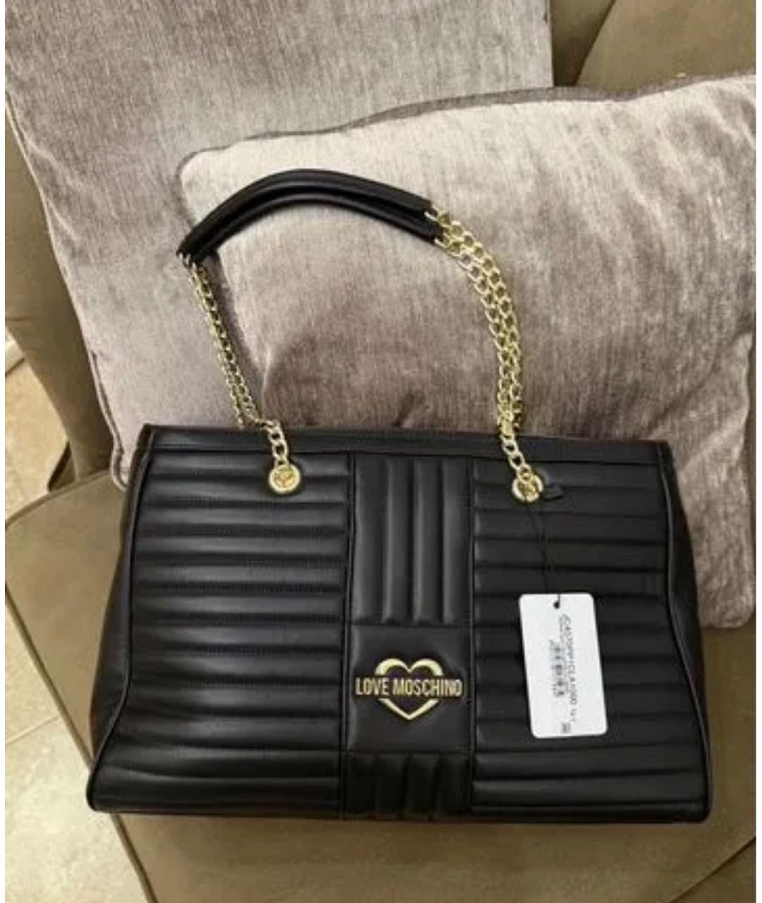 LOVE MOSCHINO Черная сумка тоут из искусственной кожи, фото 2