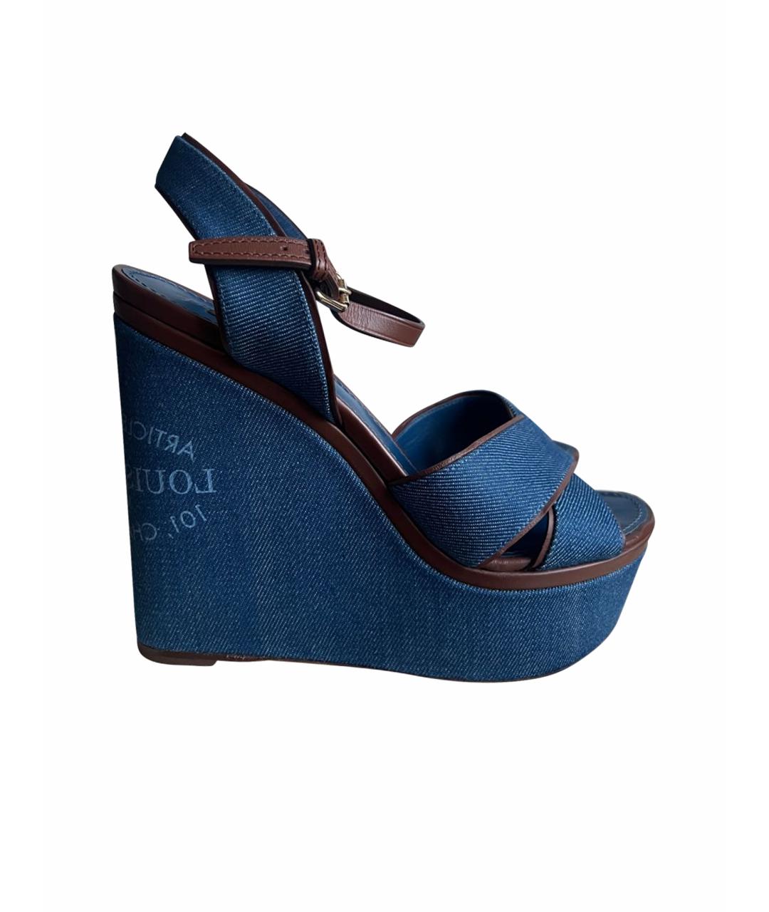 LOUIS VUITTON Синие босоножки, фото 1