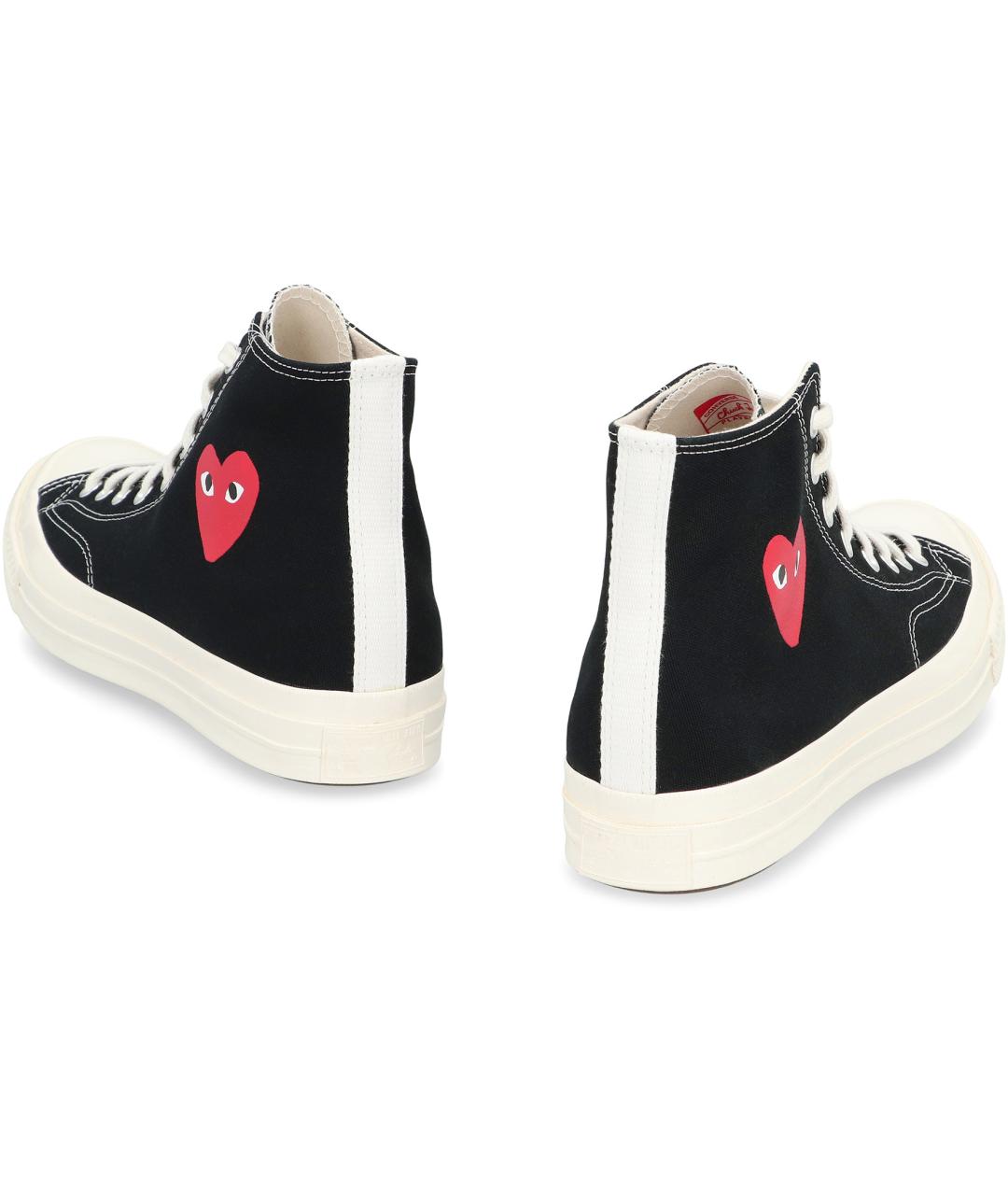 COMME DES GARÇONS PLAY Черные текстильные высокие кроссовки / кеды, фото 3