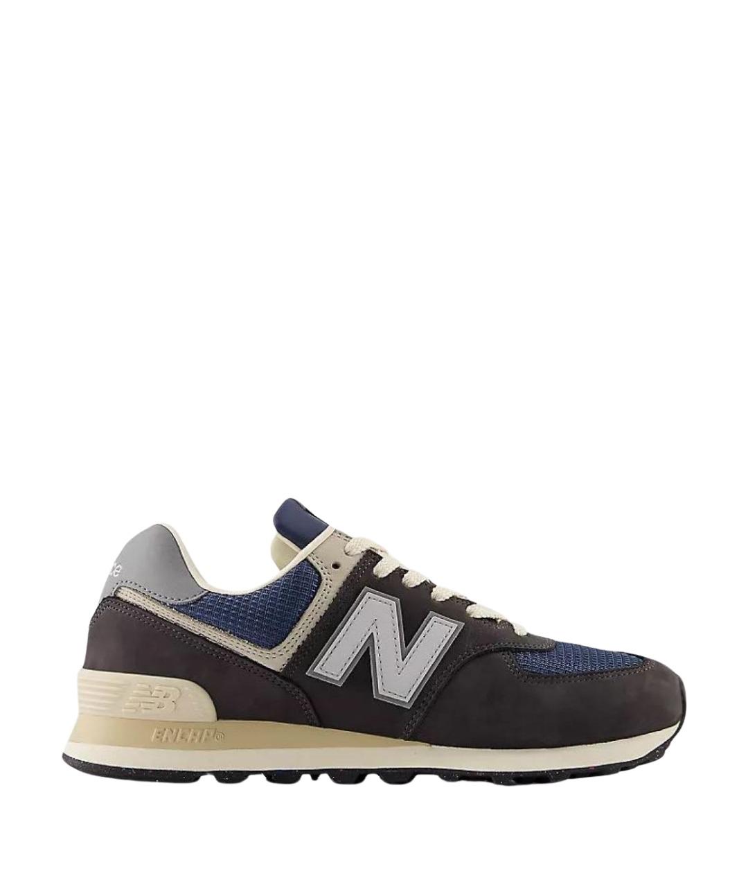 NEW BALANCE Антрацитовые кожаные кроссовки, фото 1