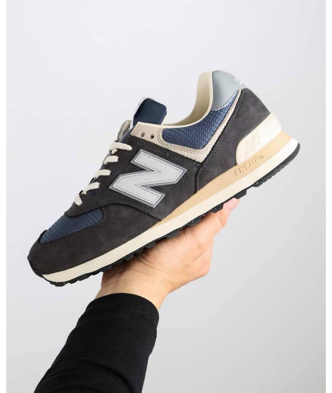 NEW BALANCE Антрацитовые кожаные кроссовки, фото 5