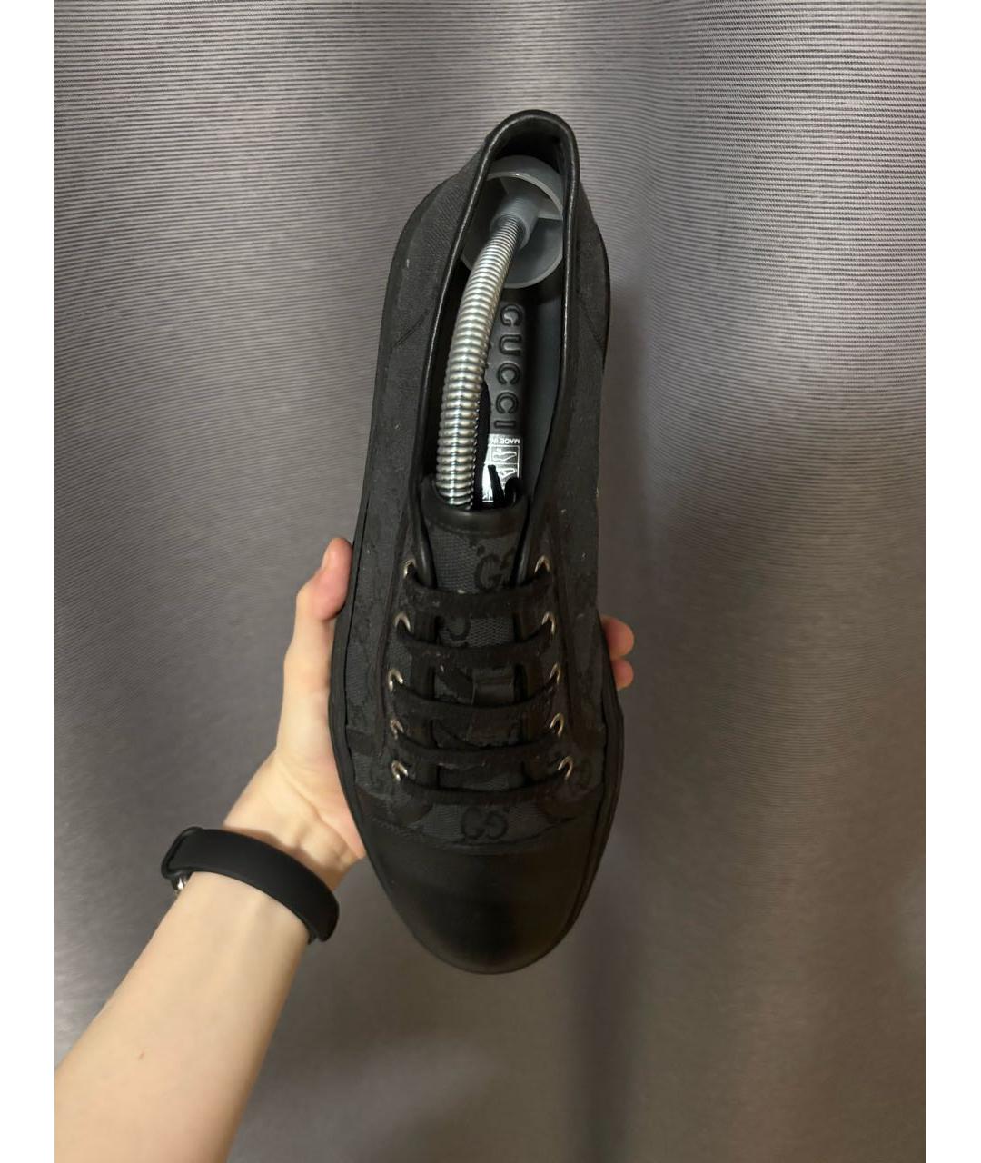 GUCCI Черные кожаные кеды, фото 4