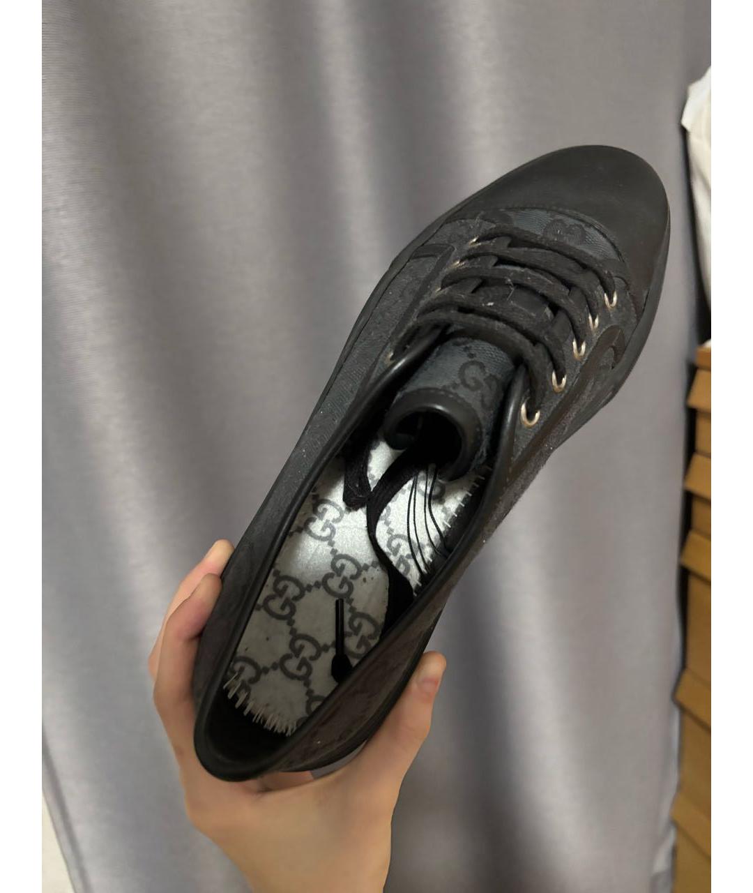 GUCCI Черные кожаные кеды, фото 5