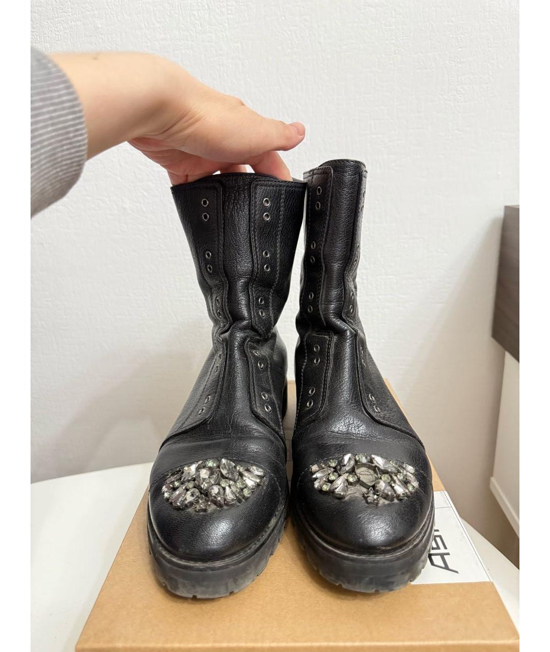 JIMMY CHOO Черные кожаные ботинки, фото 2