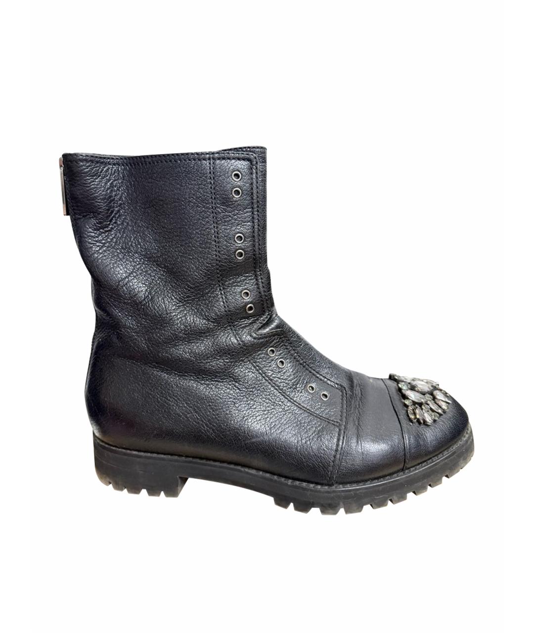 JIMMY CHOO Черные кожаные ботинки, фото 1