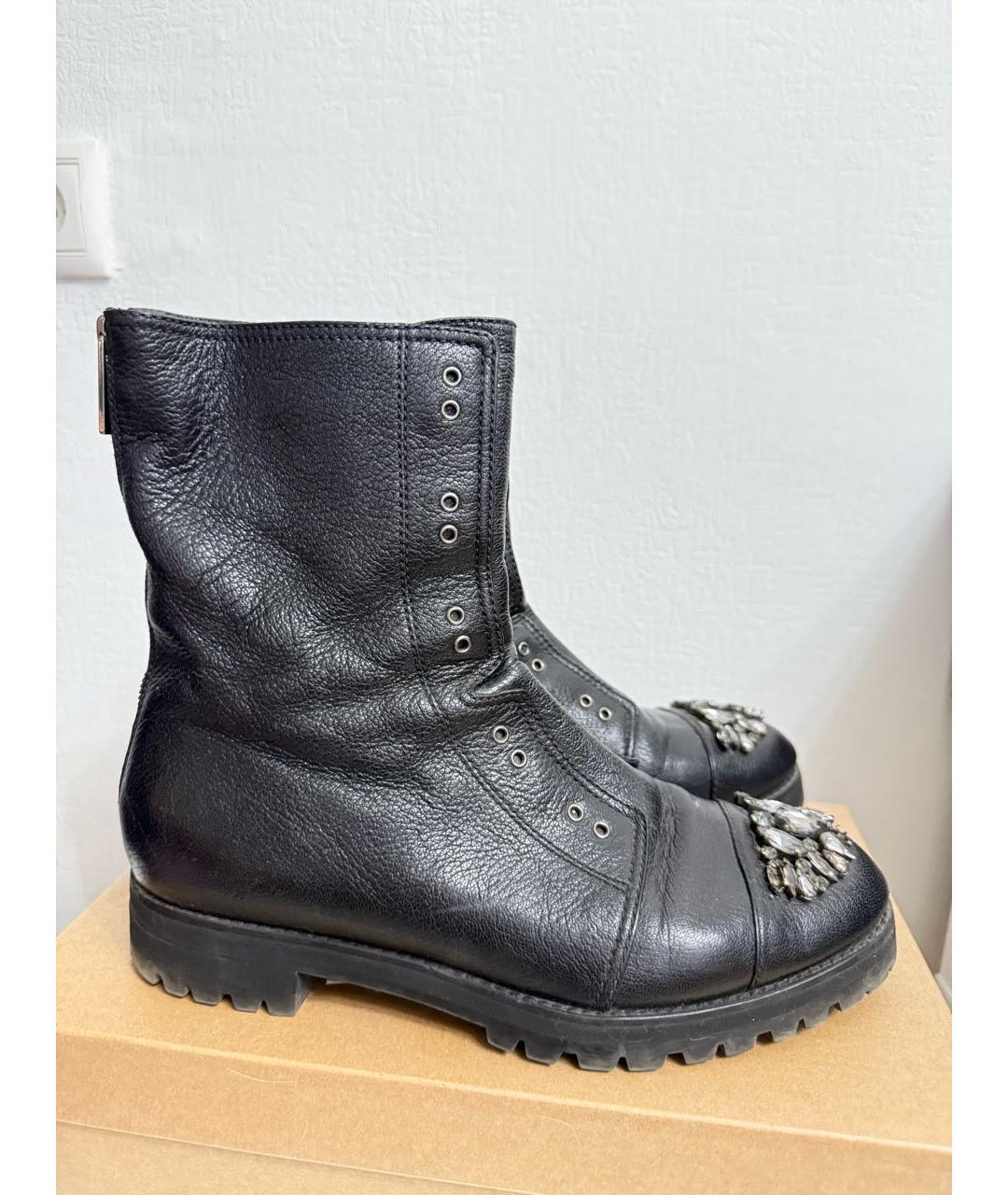 JIMMY CHOO Черные кожаные ботинки, фото 9