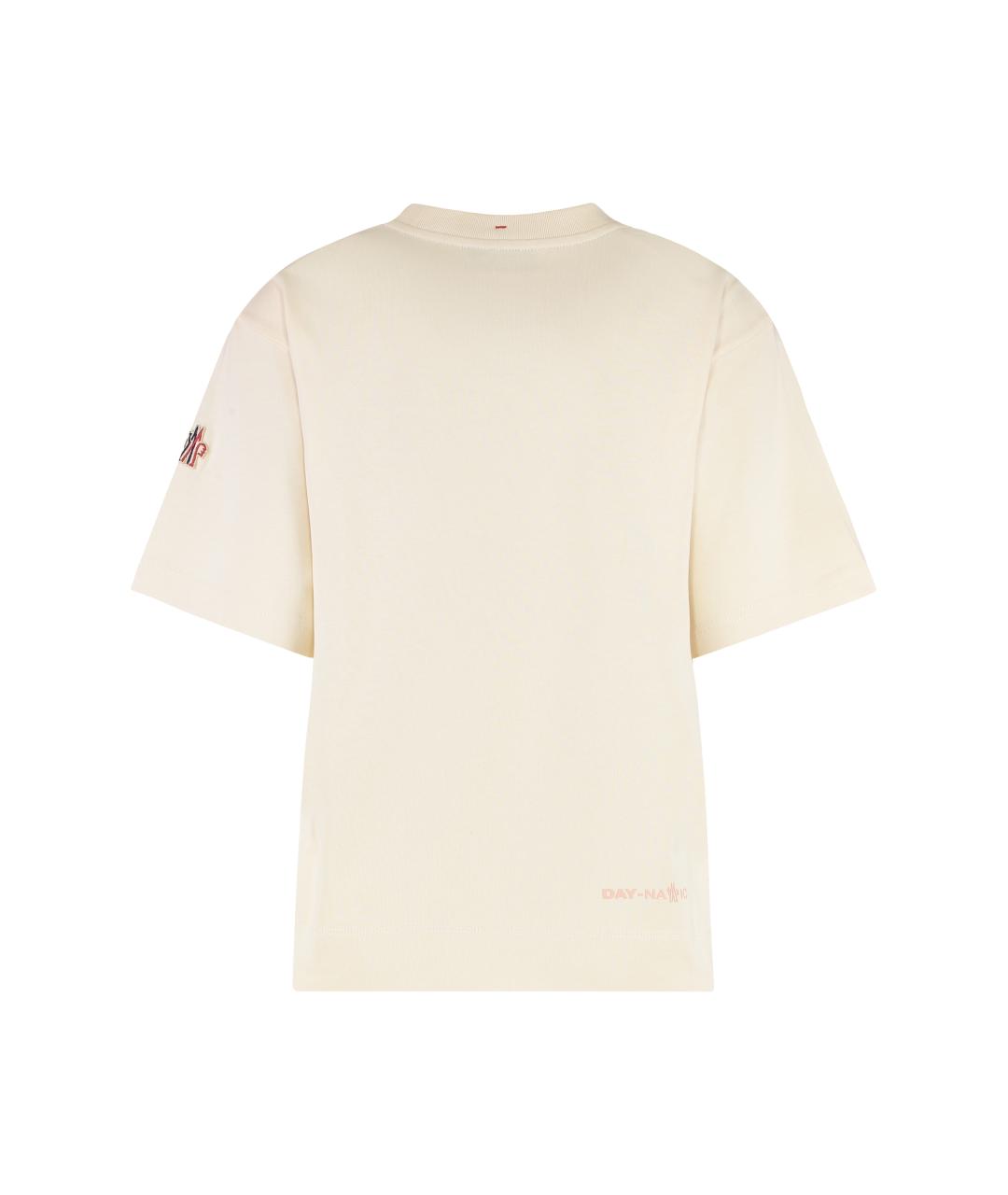 MONCLER GRENOBLE Бежевая хлопковая футболка, фото 2