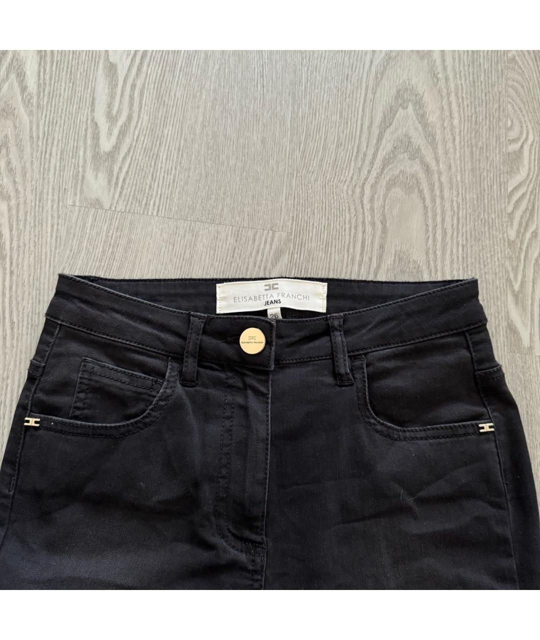 ELISABETTA FRANCHI Черные хлопко-эластановые джинсы слим, фото 3