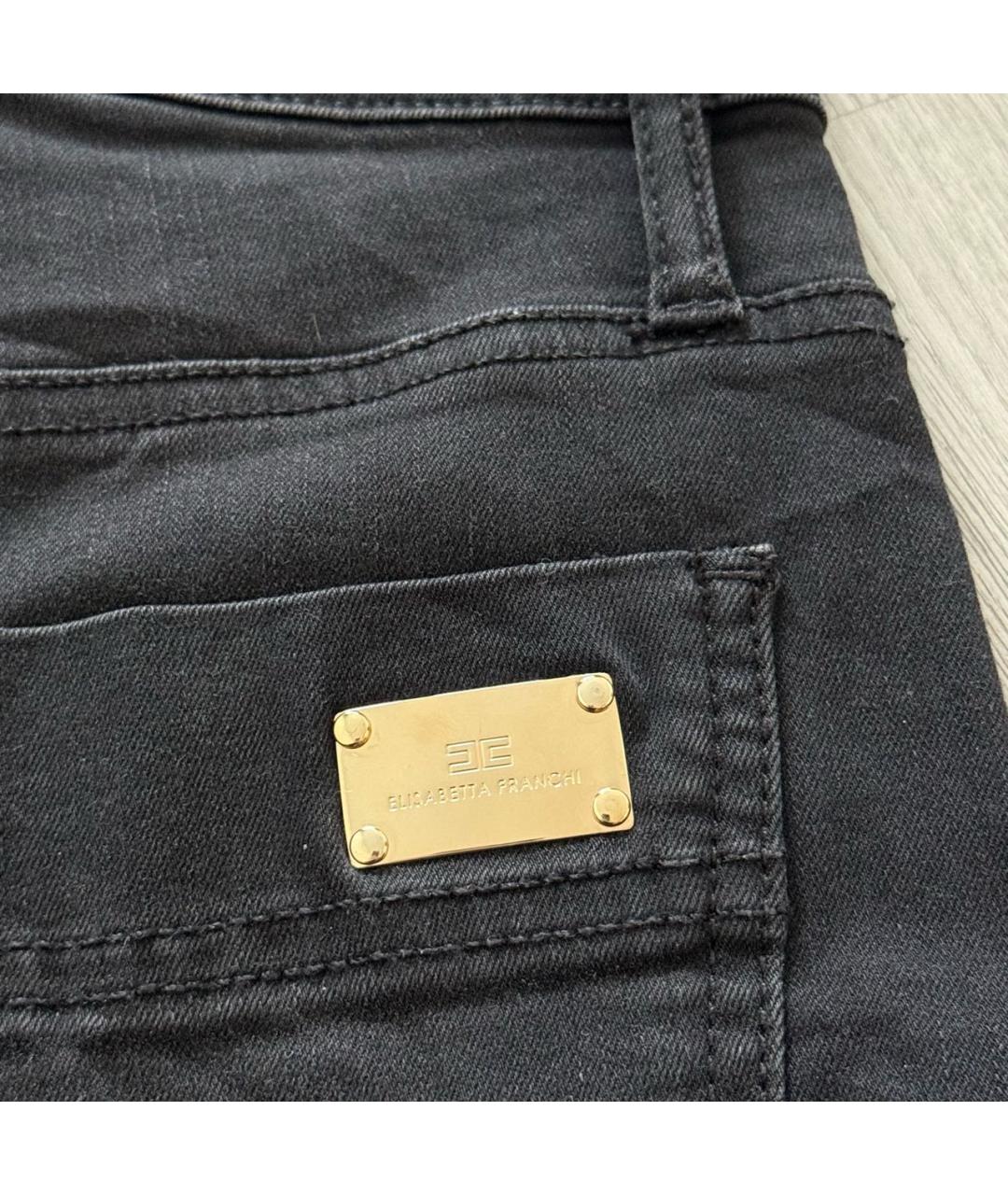 ELISABETTA FRANCHI Черные хлопко-эластановые джинсы слим, фото 7