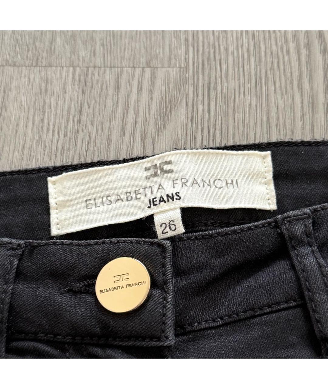 ELISABETTA FRANCHI Черные хлопко-эластановые джинсы слим, фото 4
