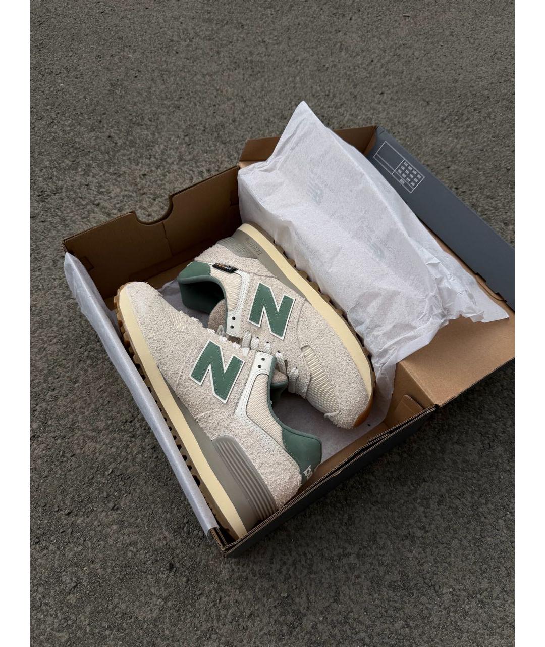 NEW BALANCE Бежевые замшевые кроссовки, фото 3