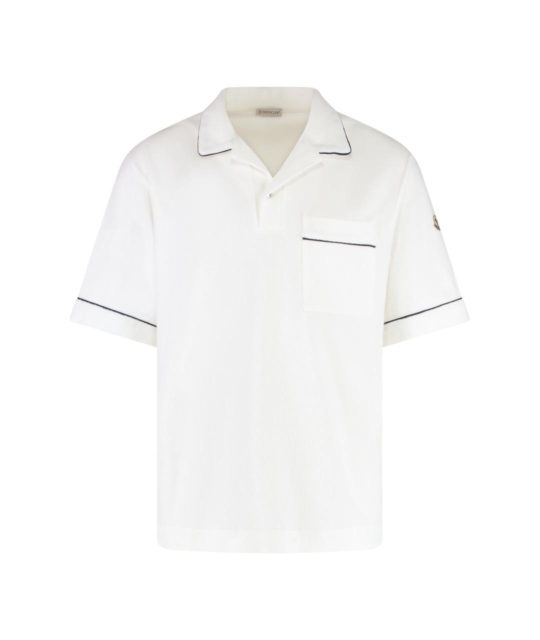 MONCLER Белое хлопковое поло с коротким рукавом, фото 1