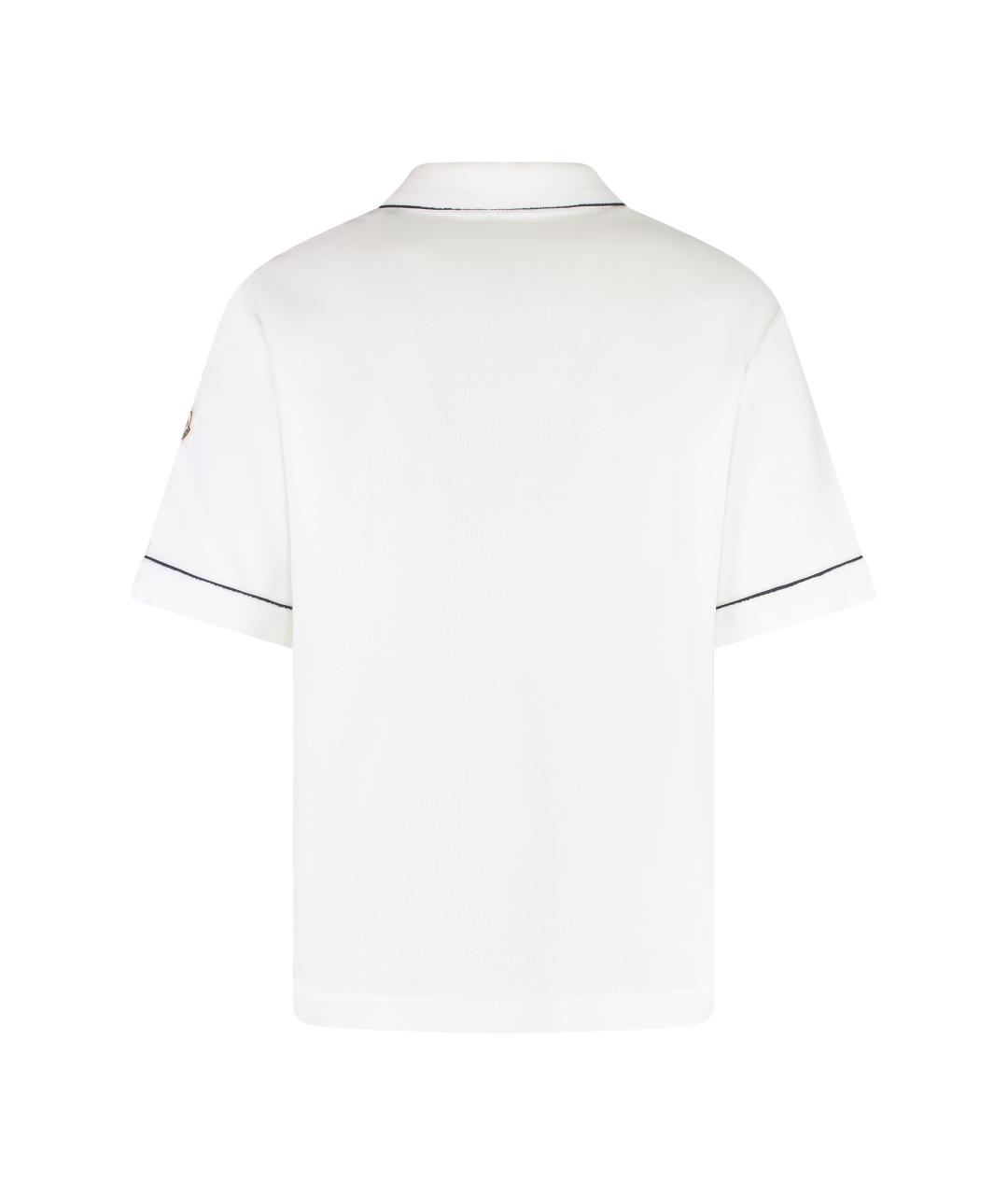 MONCLER Белое хлопковое поло с коротким рукавом, фото 2