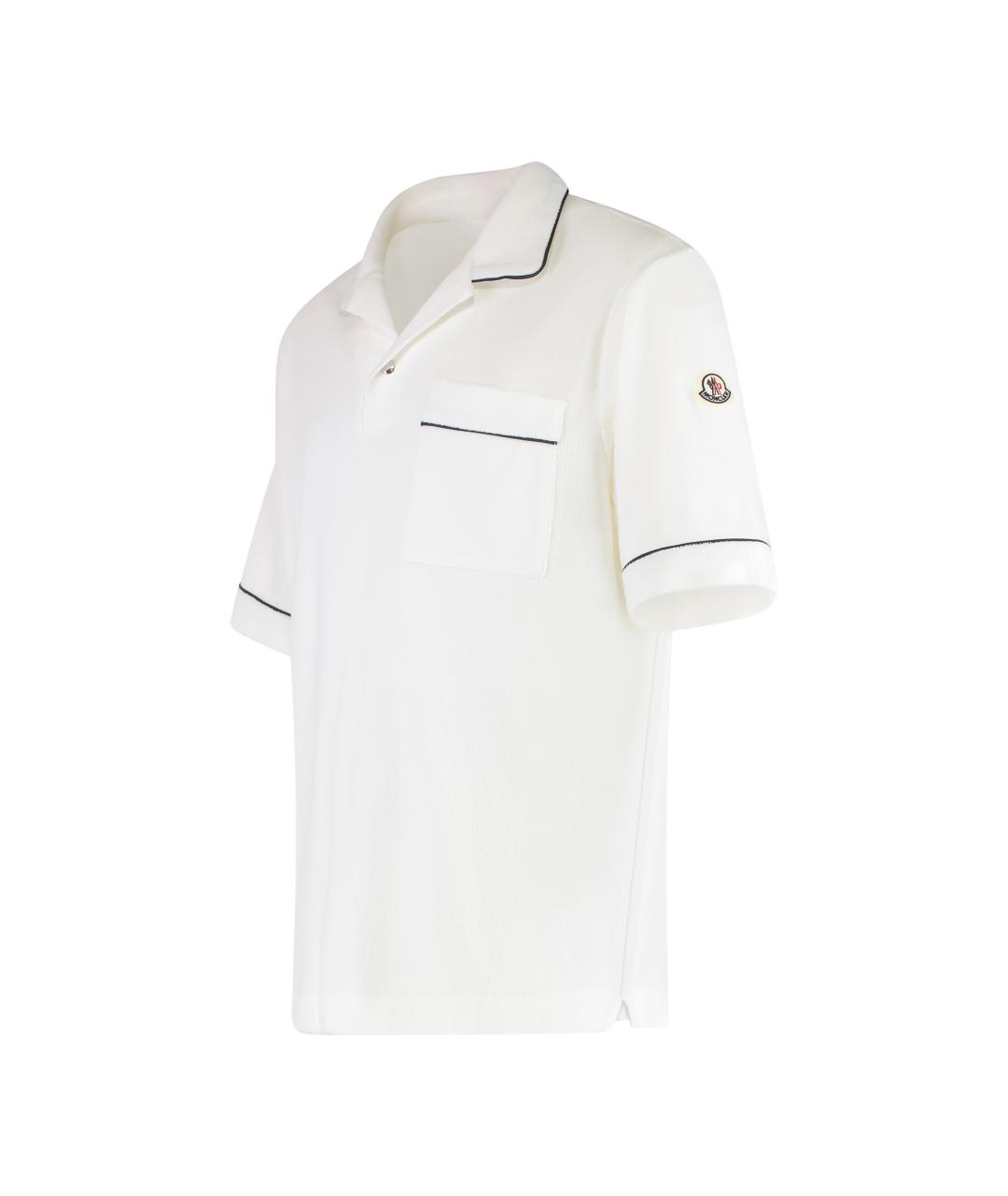 MONCLER Белое хлопковое поло с коротким рукавом, фото 3