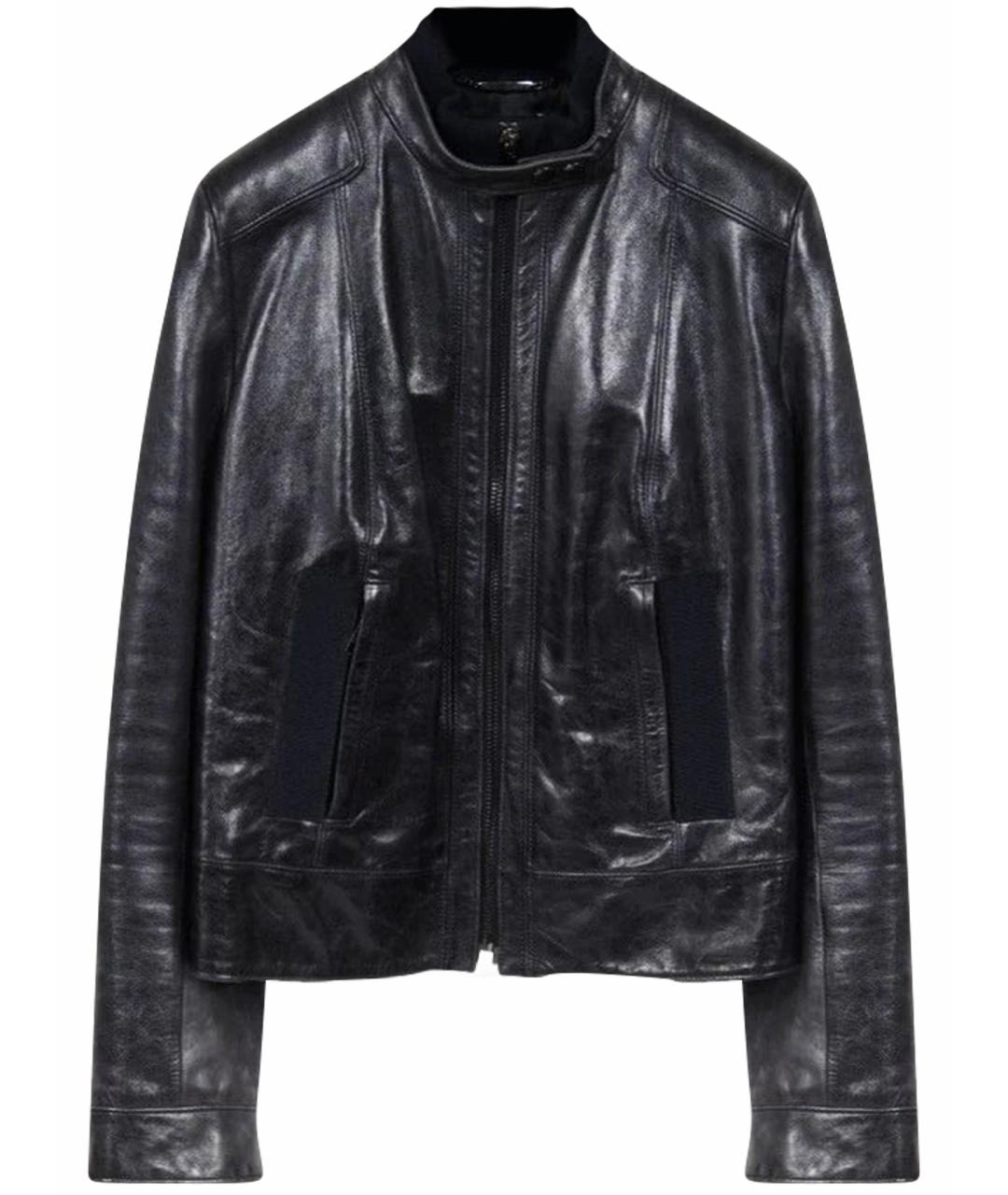 DOLCE&GABBANA Темно-синяя кожаная куртка, фото 1