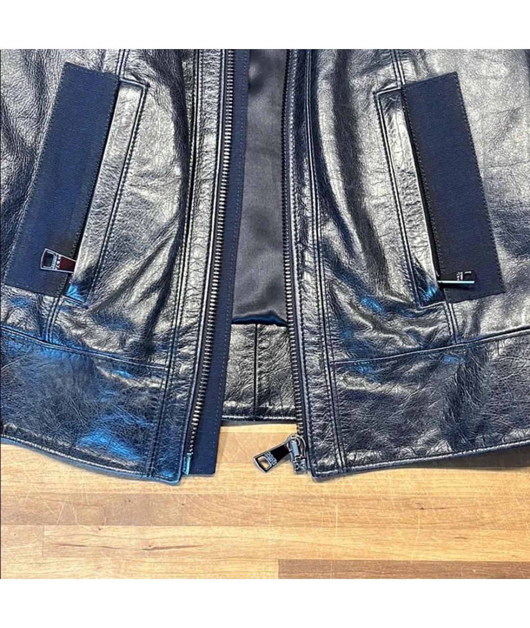 DOLCE&GABBANA Темно-синяя кожаная куртка, фото 6