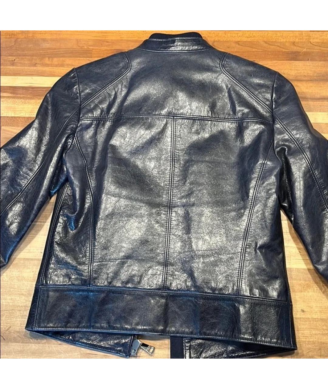 DOLCE&GABBANA Темно-синяя кожаная куртка, фото 7