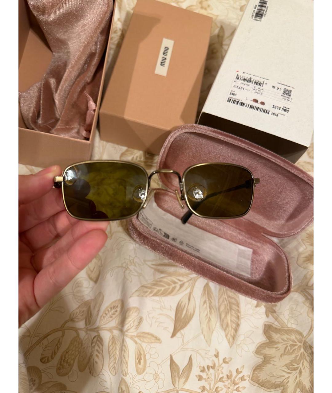 MIU MIU Коричневые металлические солнцезащитные очки, фото 3