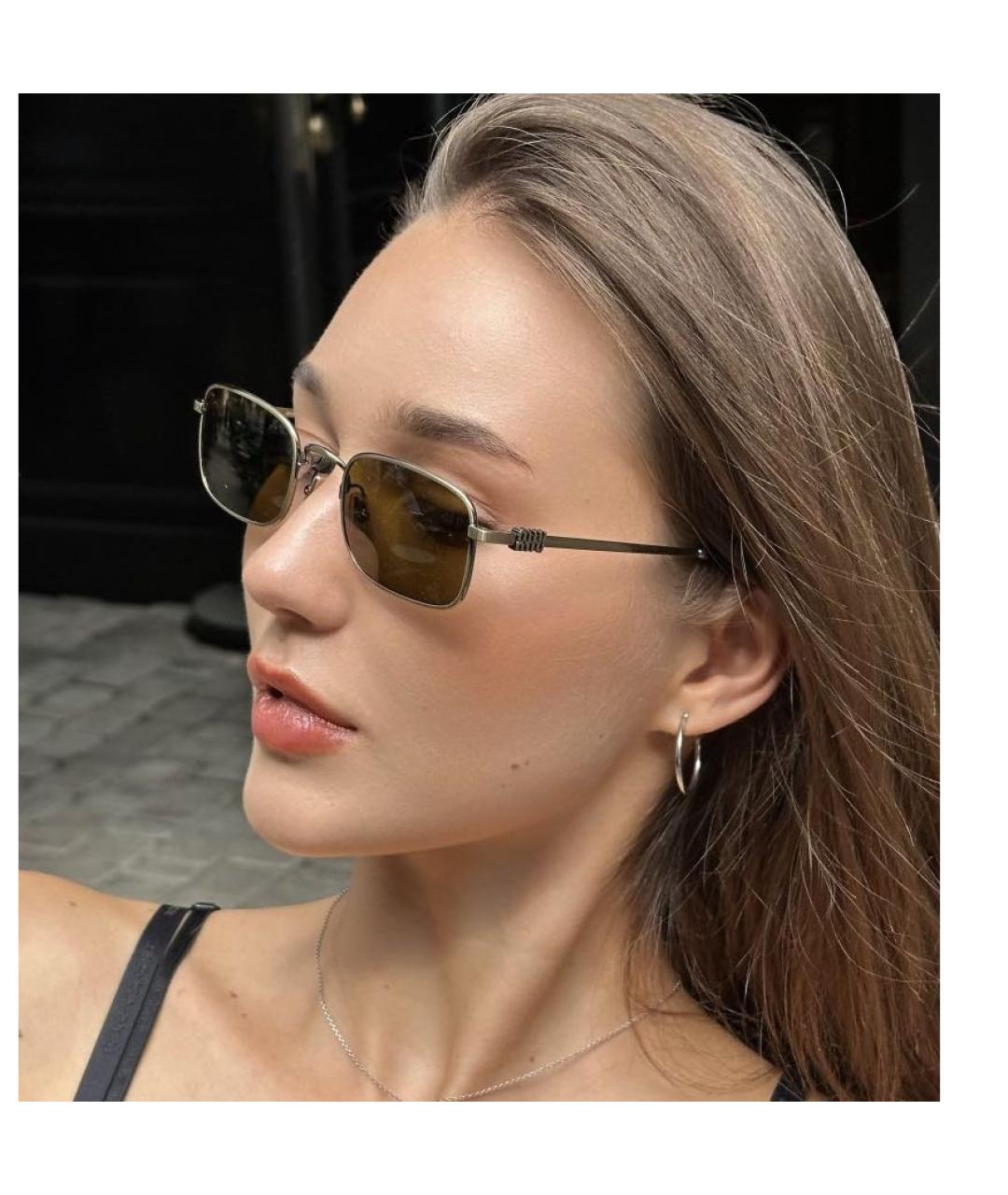 MIU MIU Коричневые металлические солнцезащитные очки, фото 2