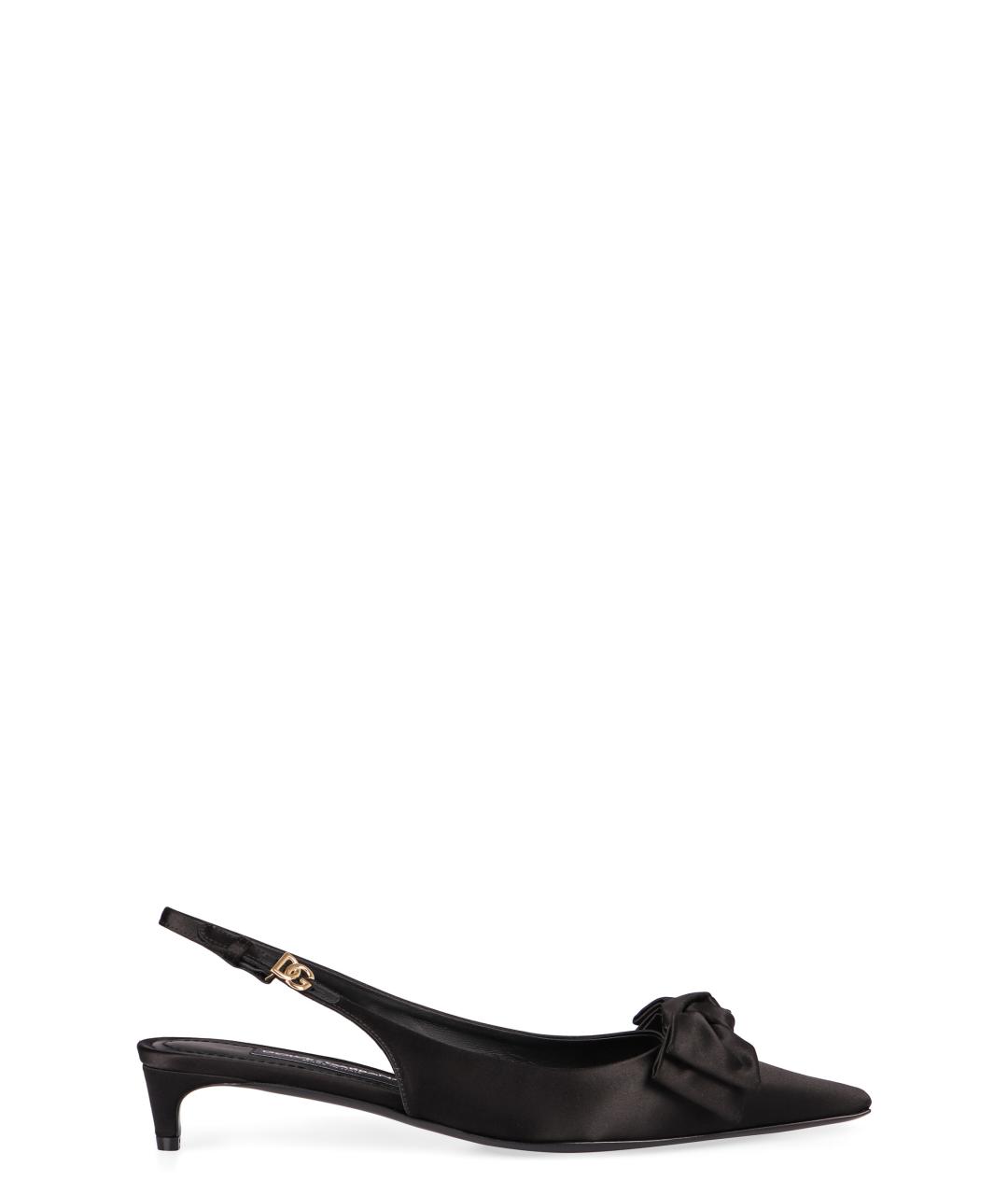 DOLCE&GABBANA Черные текстильные лодочки на низком каблуке, фото 1