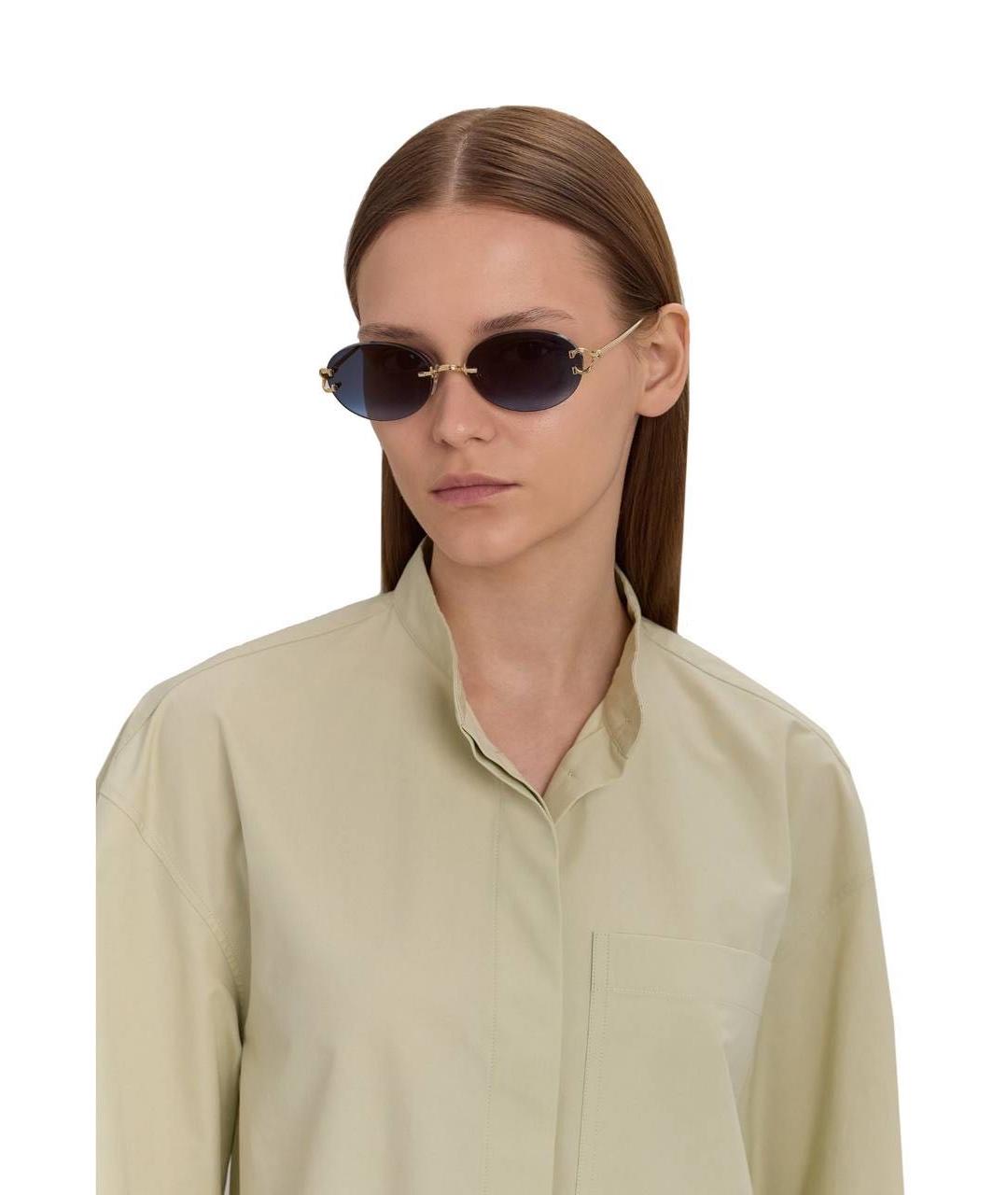 CARTIER Черные металлические солнцезащитные очки, фото 5