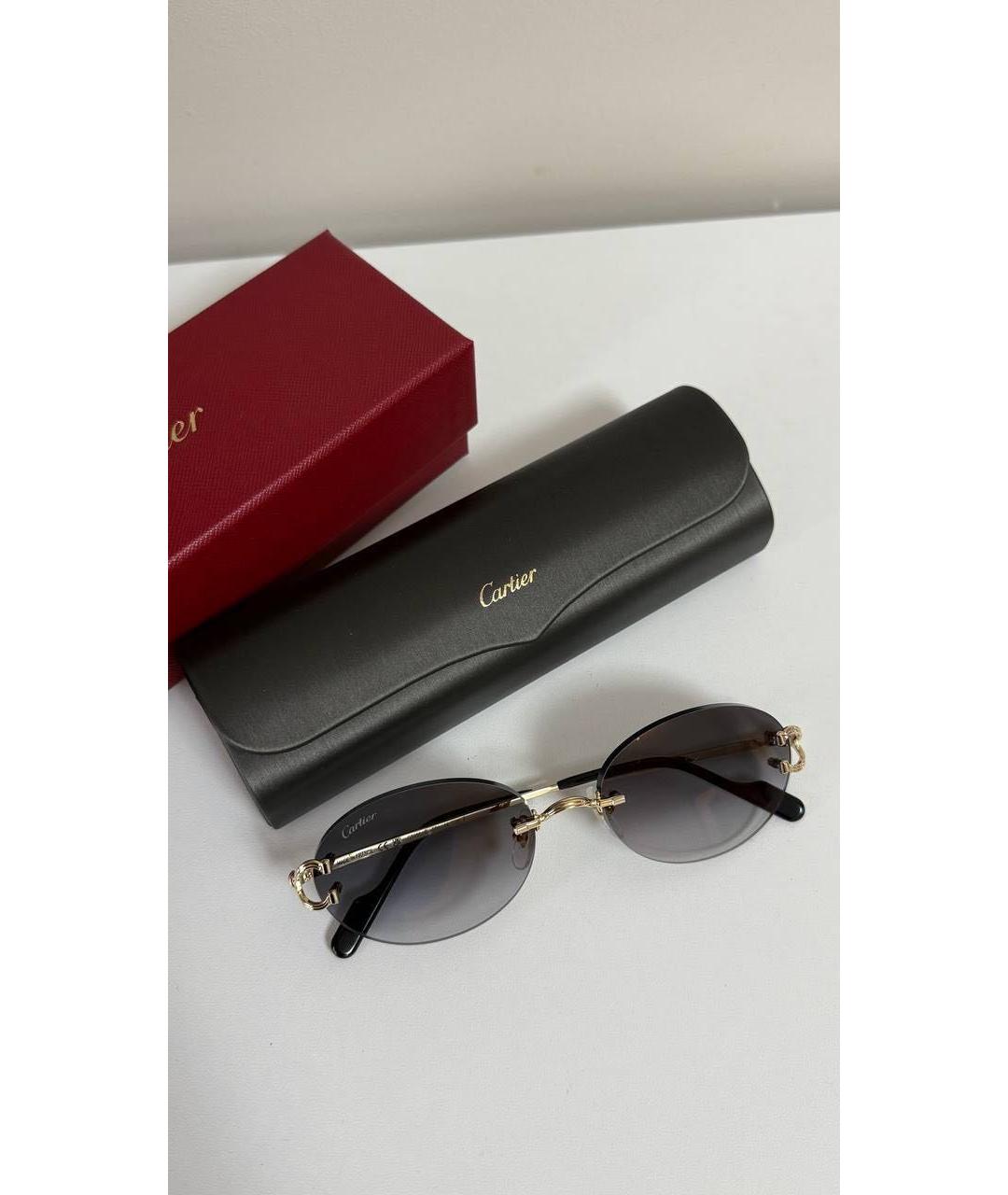 CARTIER Черные металлические солнцезащитные очки, фото 6