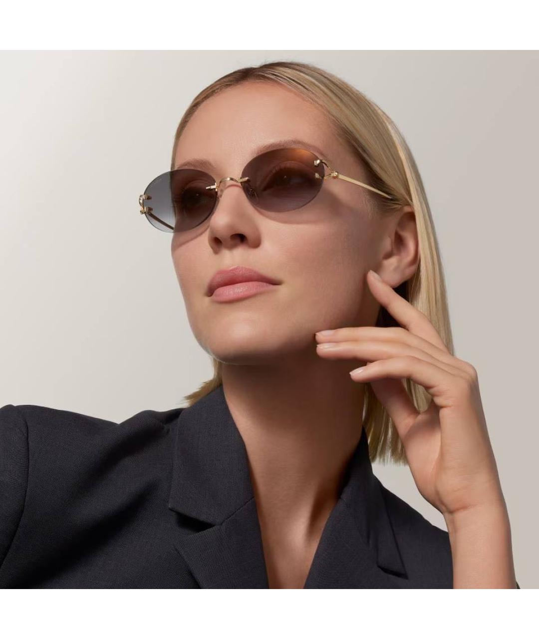 CARTIER Черные металлические солнцезащитные очки, фото 4