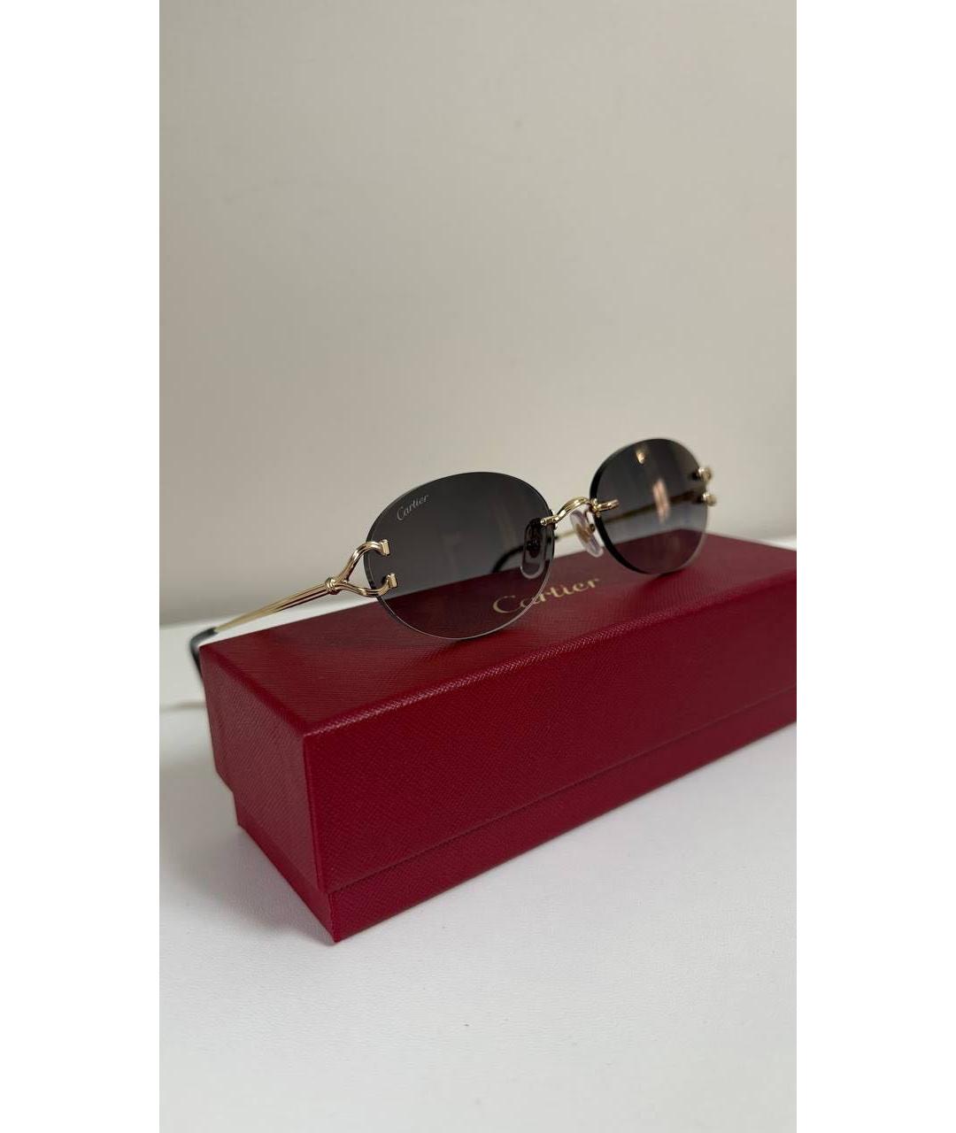 CARTIER Черные металлические солнцезащитные очки, фото 2
