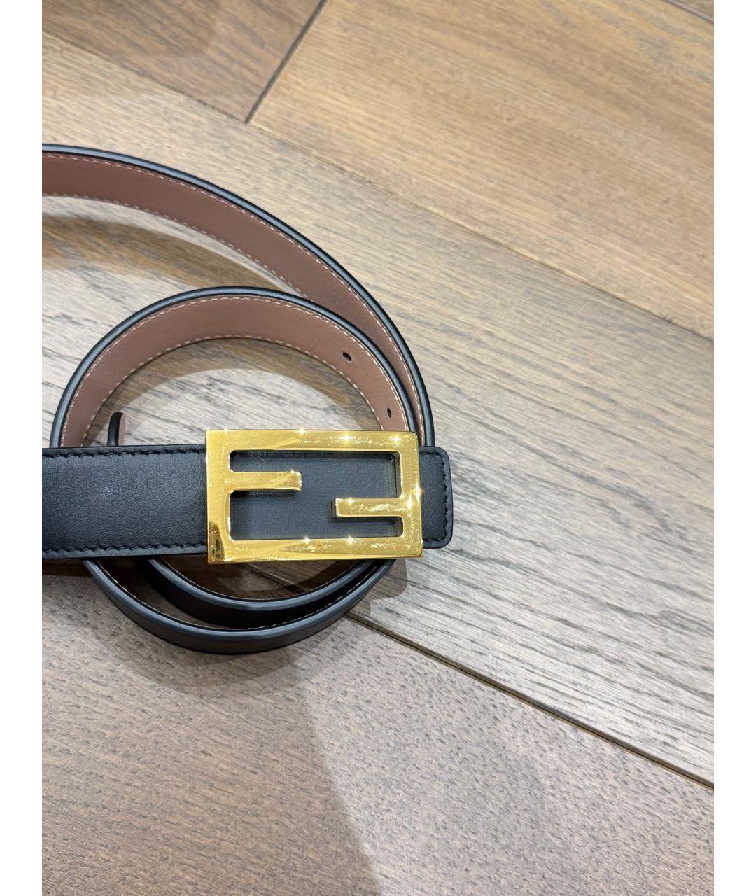 FENDI Черный кожаный ремень, фото 2