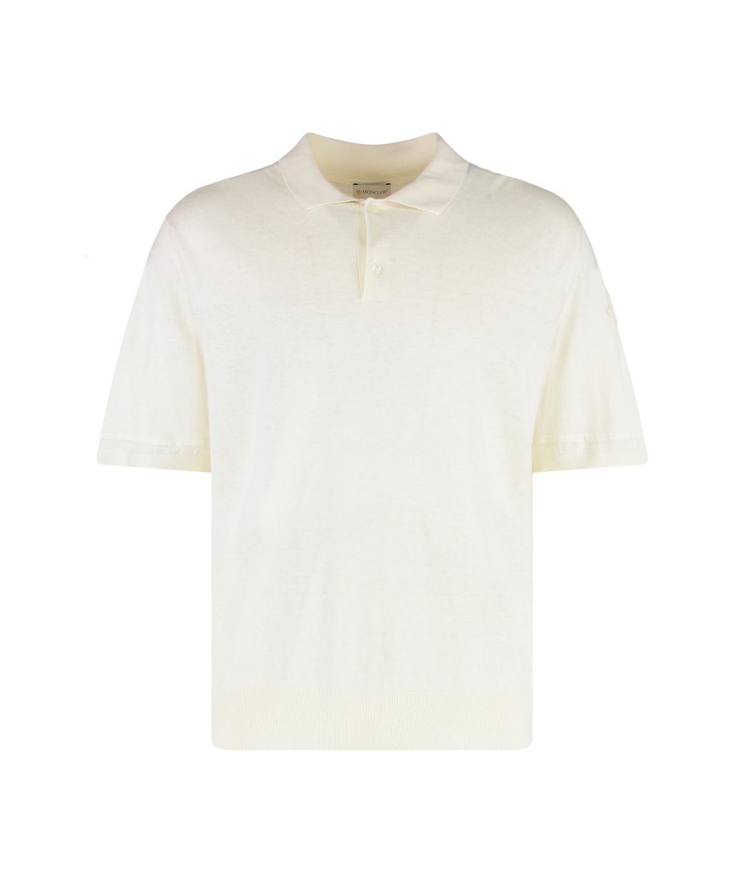 MONCLER Бежевое поло с коротким рукавом, фото 1