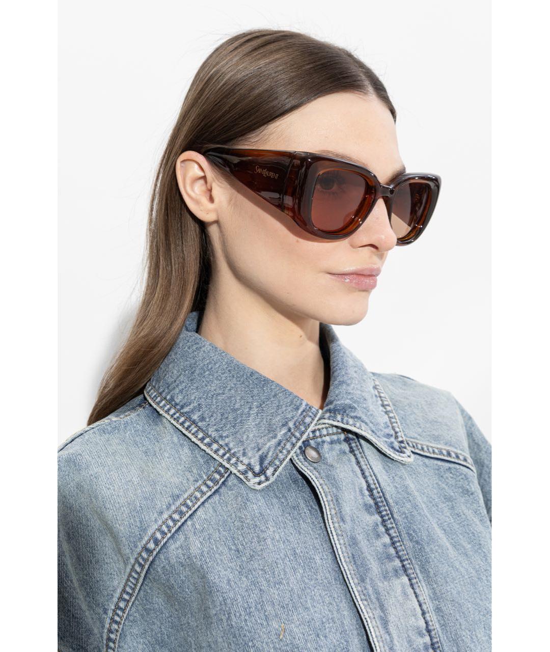SAINT LAURENT Коричневые солнцезащитные очки, фото 6