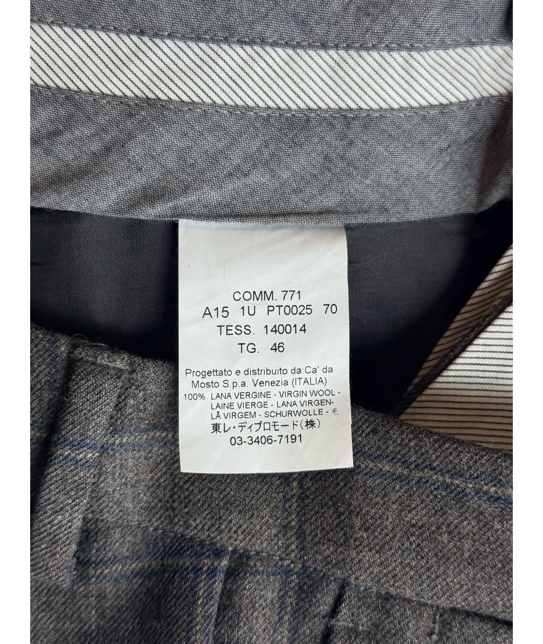 SEVENTY Серые шерстяные классические брюки, фото 8