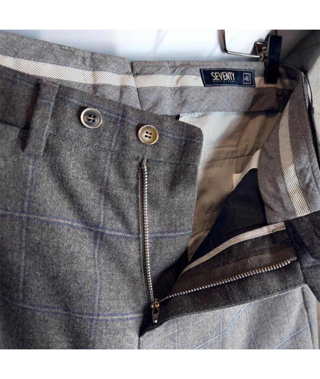 SEVENTY Серые шерстяные классические брюки, фото 4