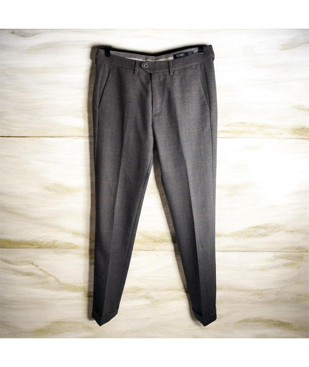 SEVENTY Серые шерстяные классические брюки, фото 9