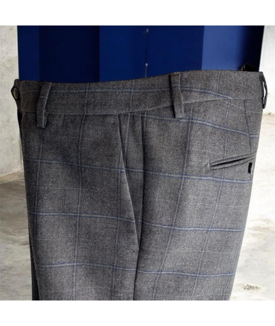 SEVENTY Серые шерстяные классические брюки, фото 7