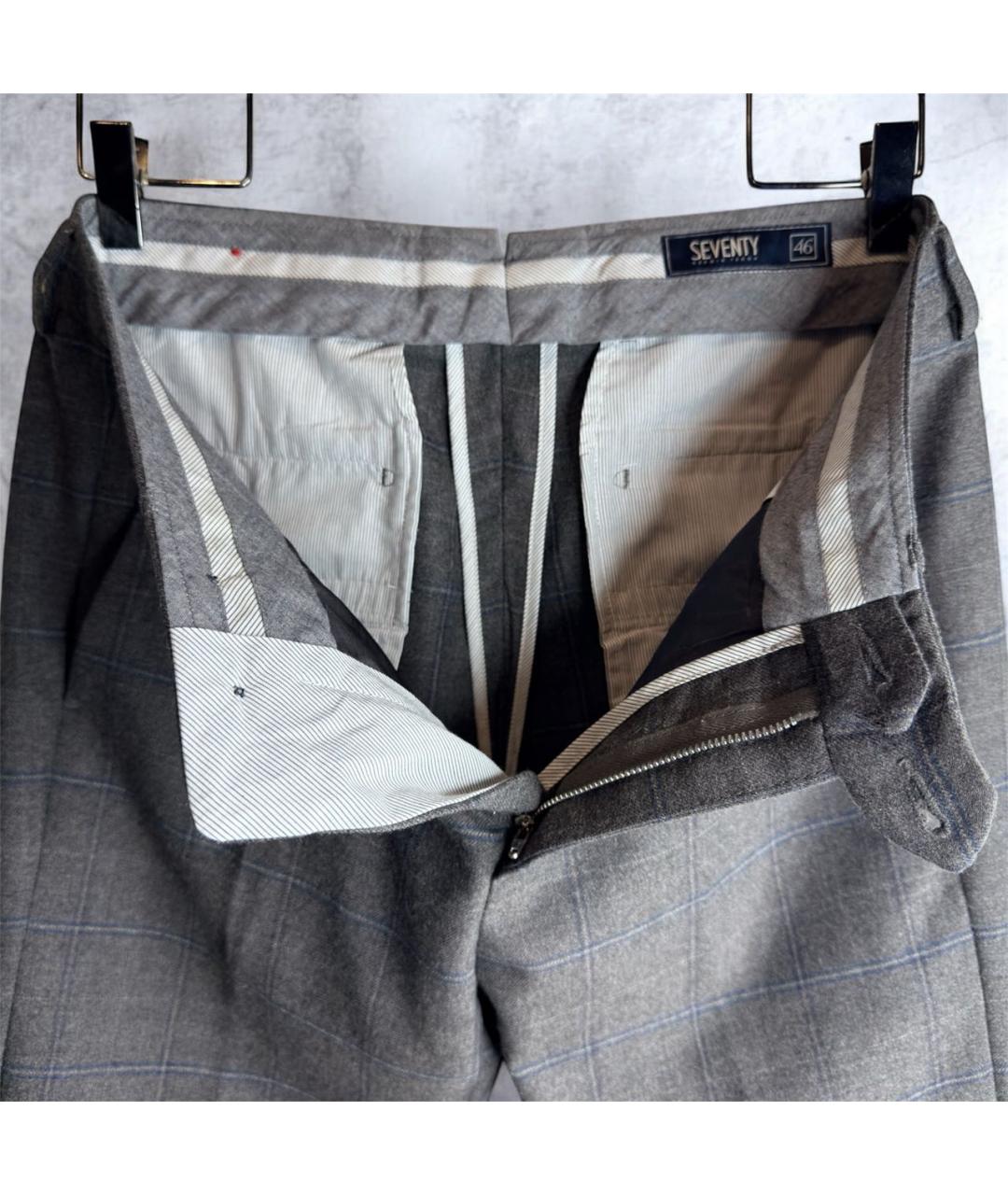 SEVENTY Серые шерстяные классические брюки, фото 5