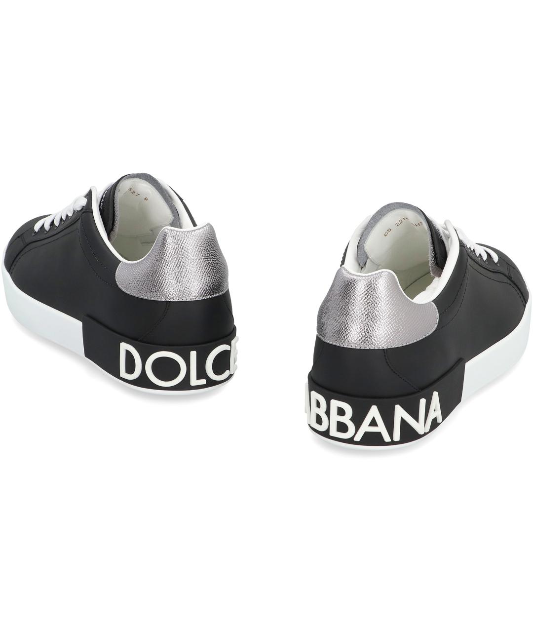 DOLCE&GABBANA Черные кожаные низкие кроссовки / кеды, фото 3