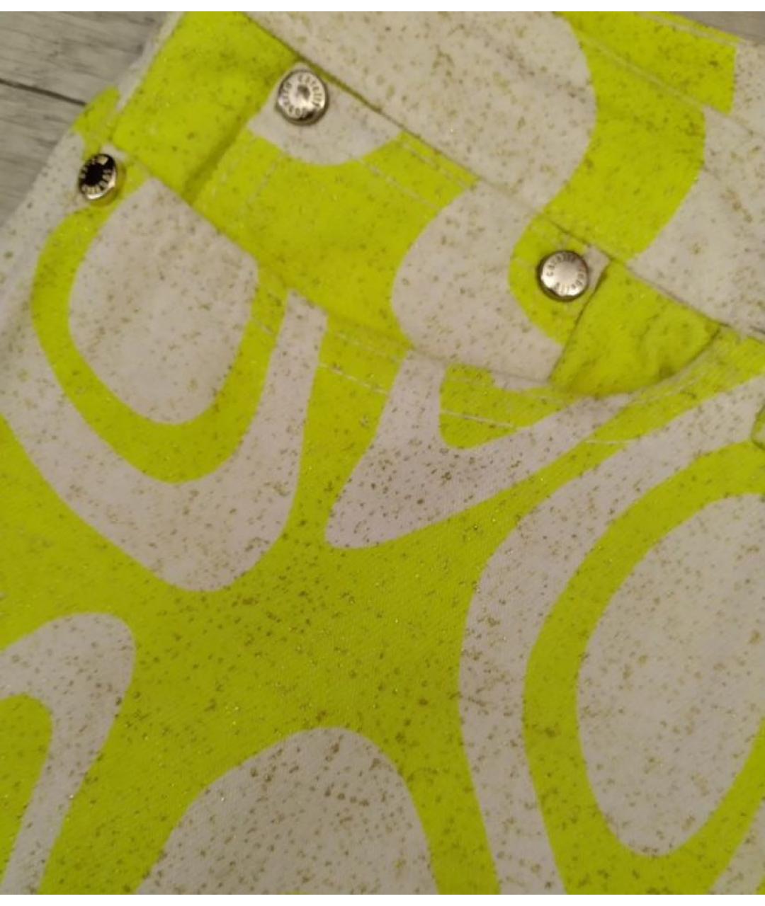 ROBERTO CAVALLI Желтые хлопко-эластановые прямые джинсы, фото 4