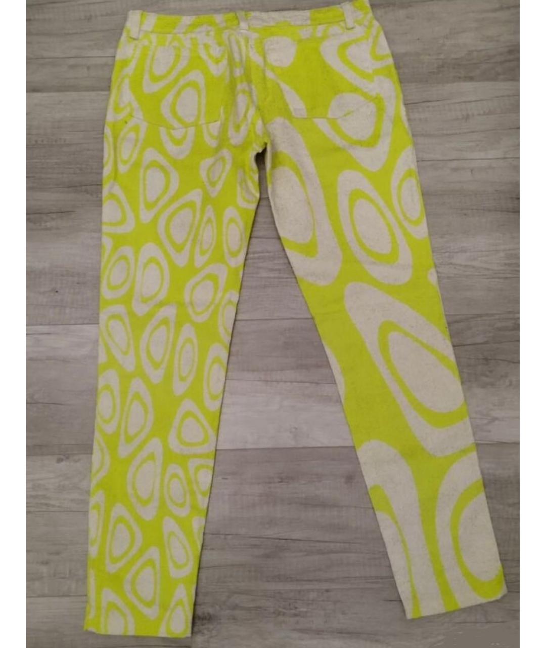ROBERTO CAVALLI Желтые хлопко-эластановые прямые джинсы, фото 2