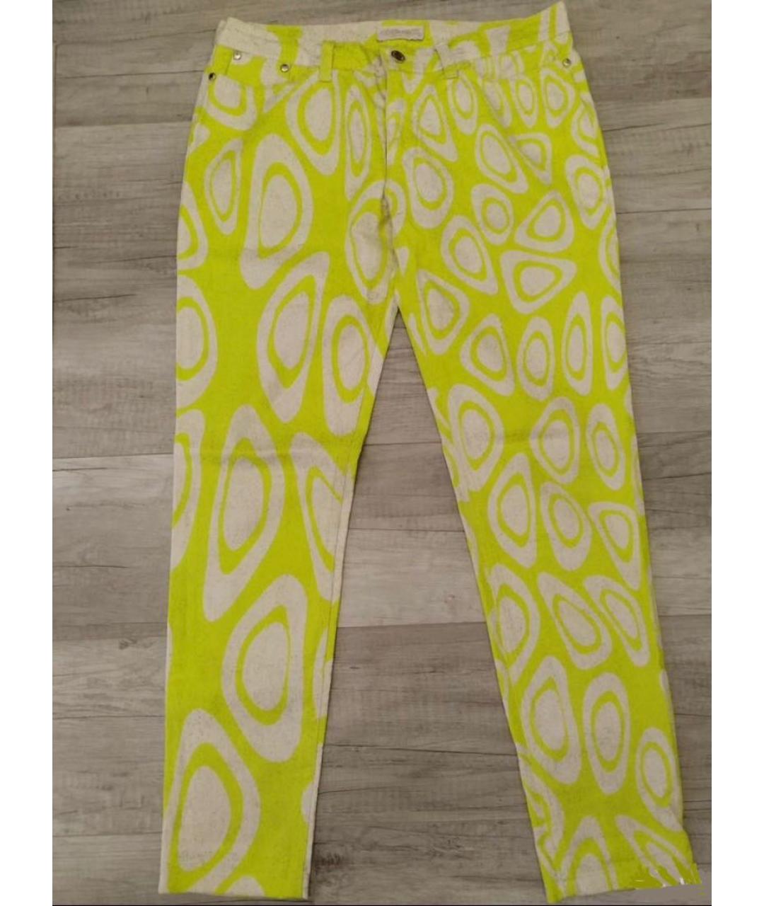 ROBERTO CAVALLI Желтые хлопко-эластановые прямые джинсы, фото 7