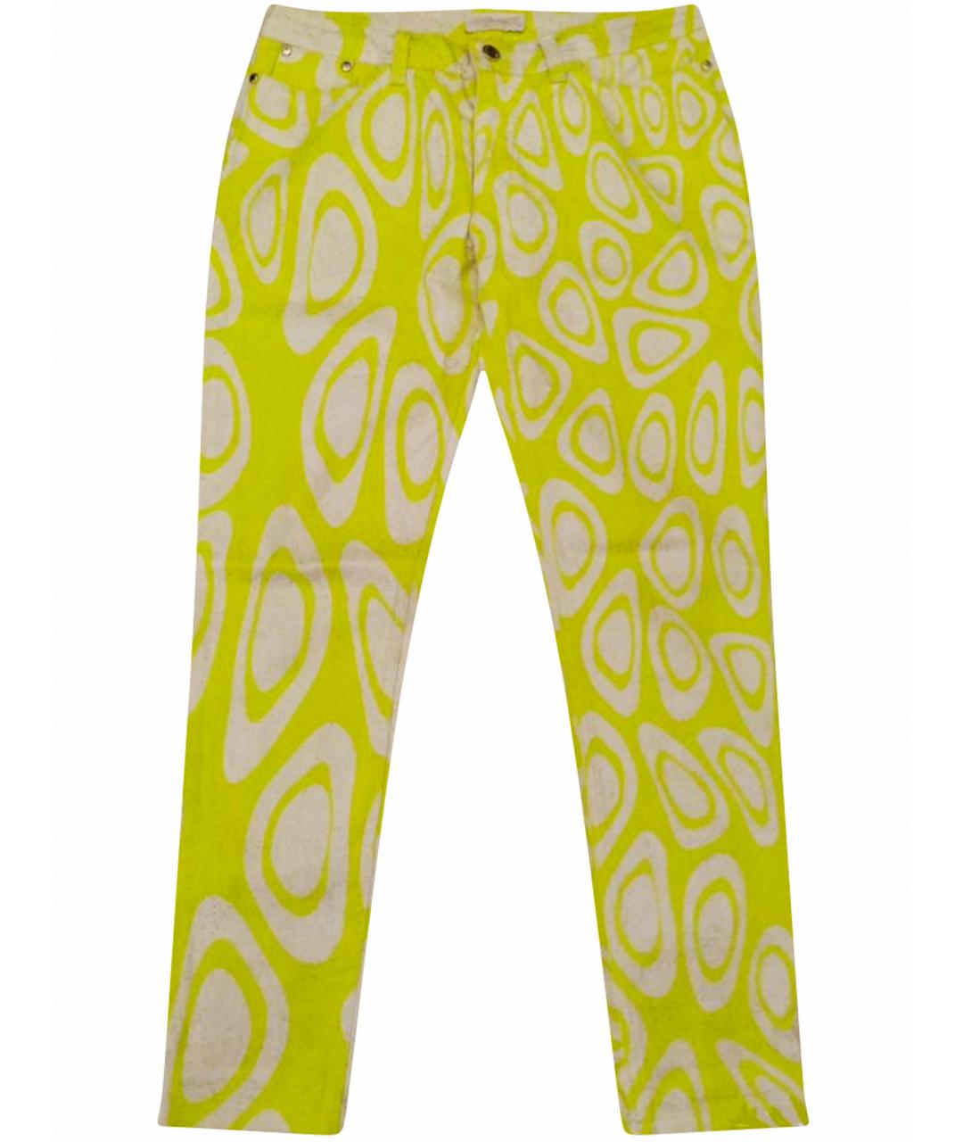 ROBERTO CAVALLI Желтые хлопко-эластановые прямые джинсы, фото 1