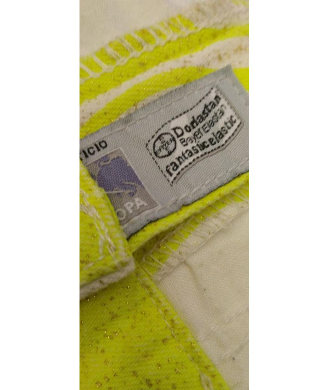 ROBERTO CAVALLI Желтые хлопко-эластановые прямые джинсы, фото 5