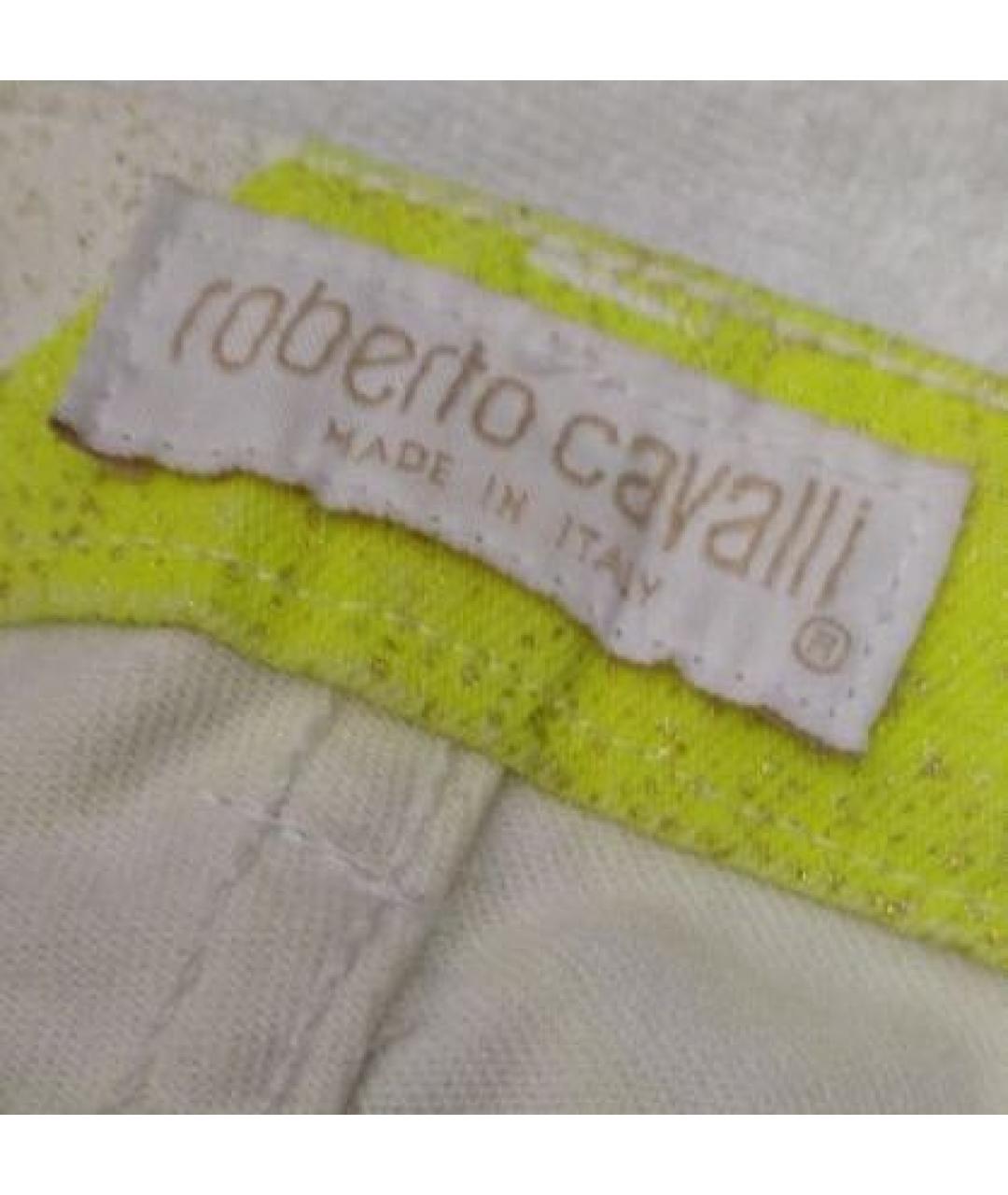 ROBERTO CAVALLI Желтые хлопко-эластановые прямые джинсы, фото 6