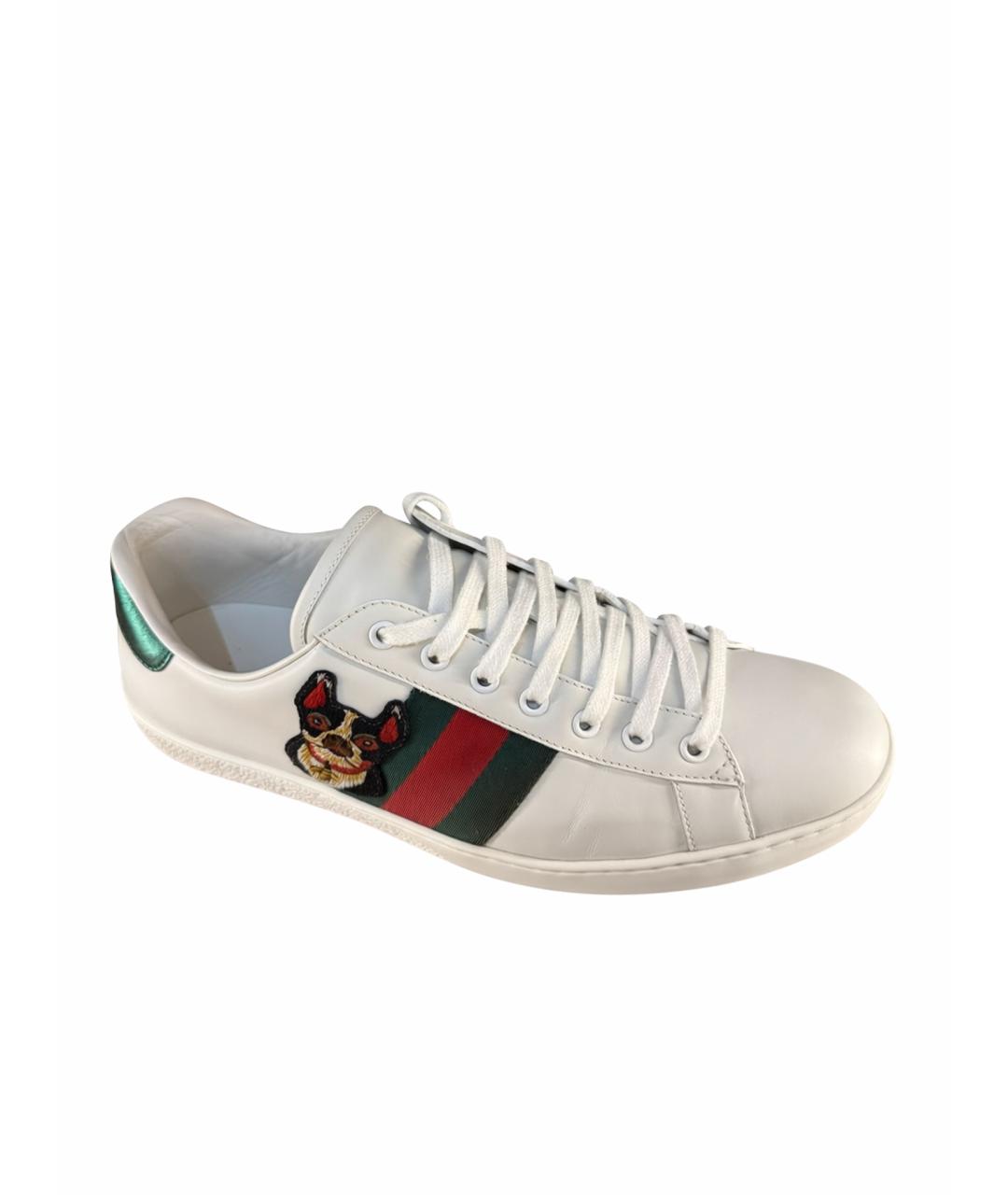 GUCCI Белые кожаные низкие кроссовки / кеды, фото 1