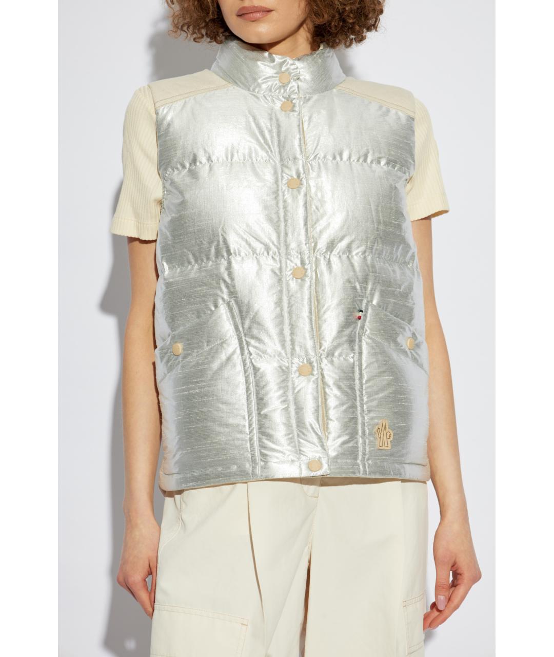 MONCLER GRENOBLE Серебрянный полиэстеровый жилет, фото 3