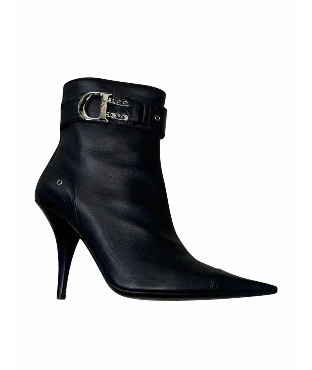 CHRISTIAN DIOR Черные кожаные ботильоны, фото 1