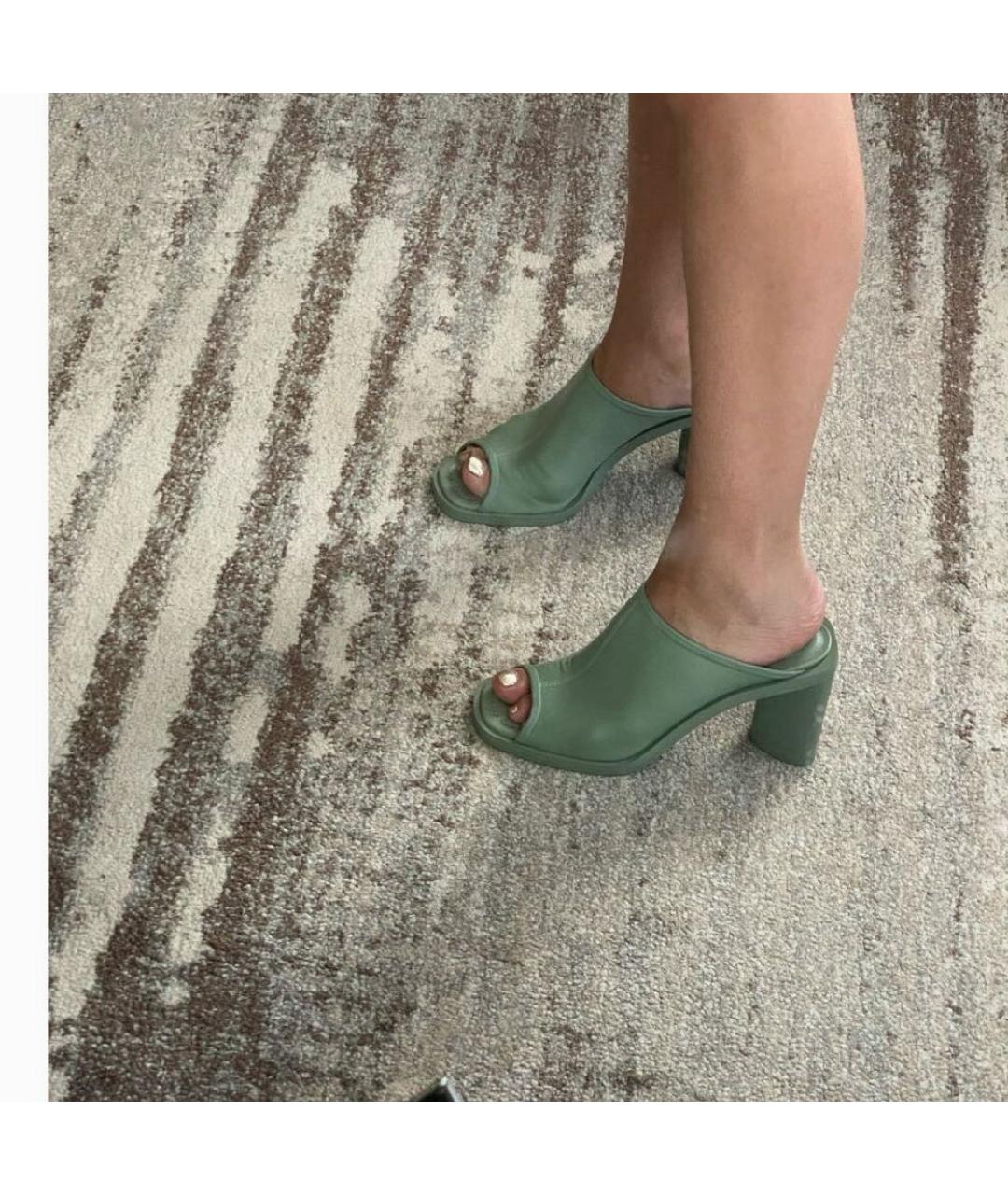 ACNE STUDIOS Зеленые кожаные мюли, фото 7