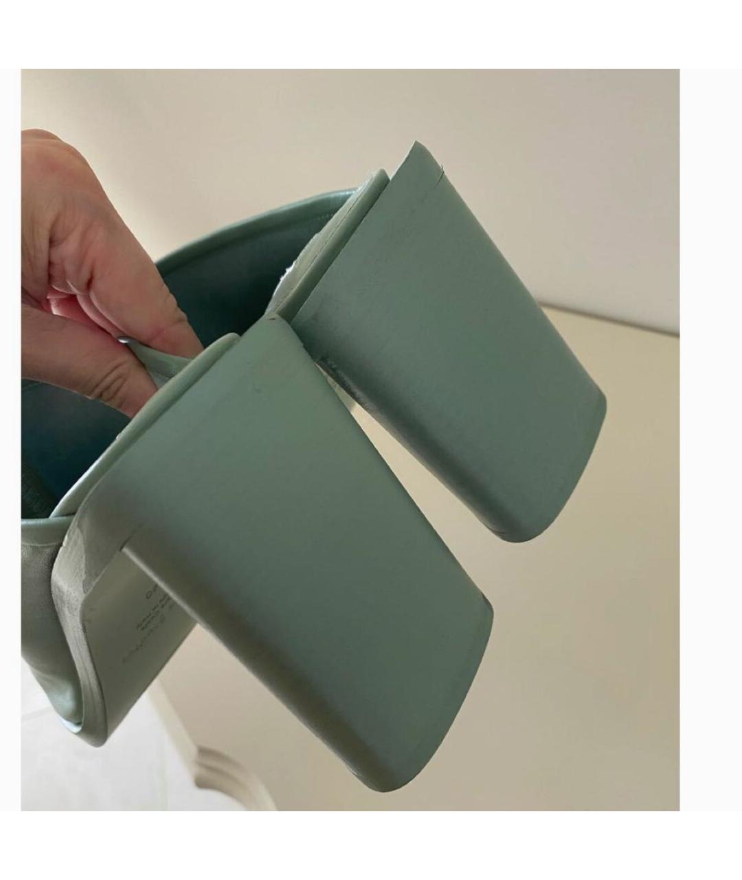 ACNE STUDIOS Зеленые кожаные мюли, фото 4